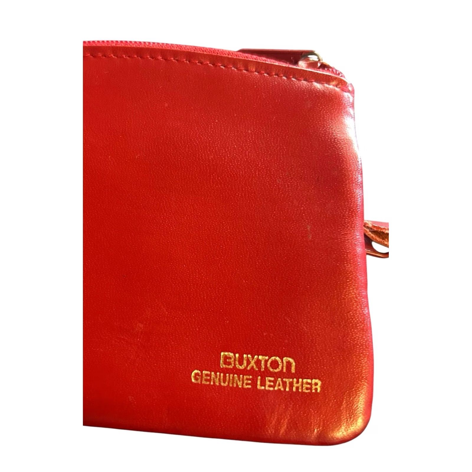 Vintage VINTAGE Buxton Top Grain Cowhide Leather RED Women's Coin & Key Purse 4" x 3.5" Wallet Zip-Around Size S / US 4 / IT 40 - 2 Thumbnail