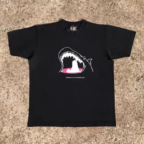 Vintage Kihara x Misao Black casual retro shark print t-shirt Size US M / EU 48-50 / 2 - 3 Thumbnail