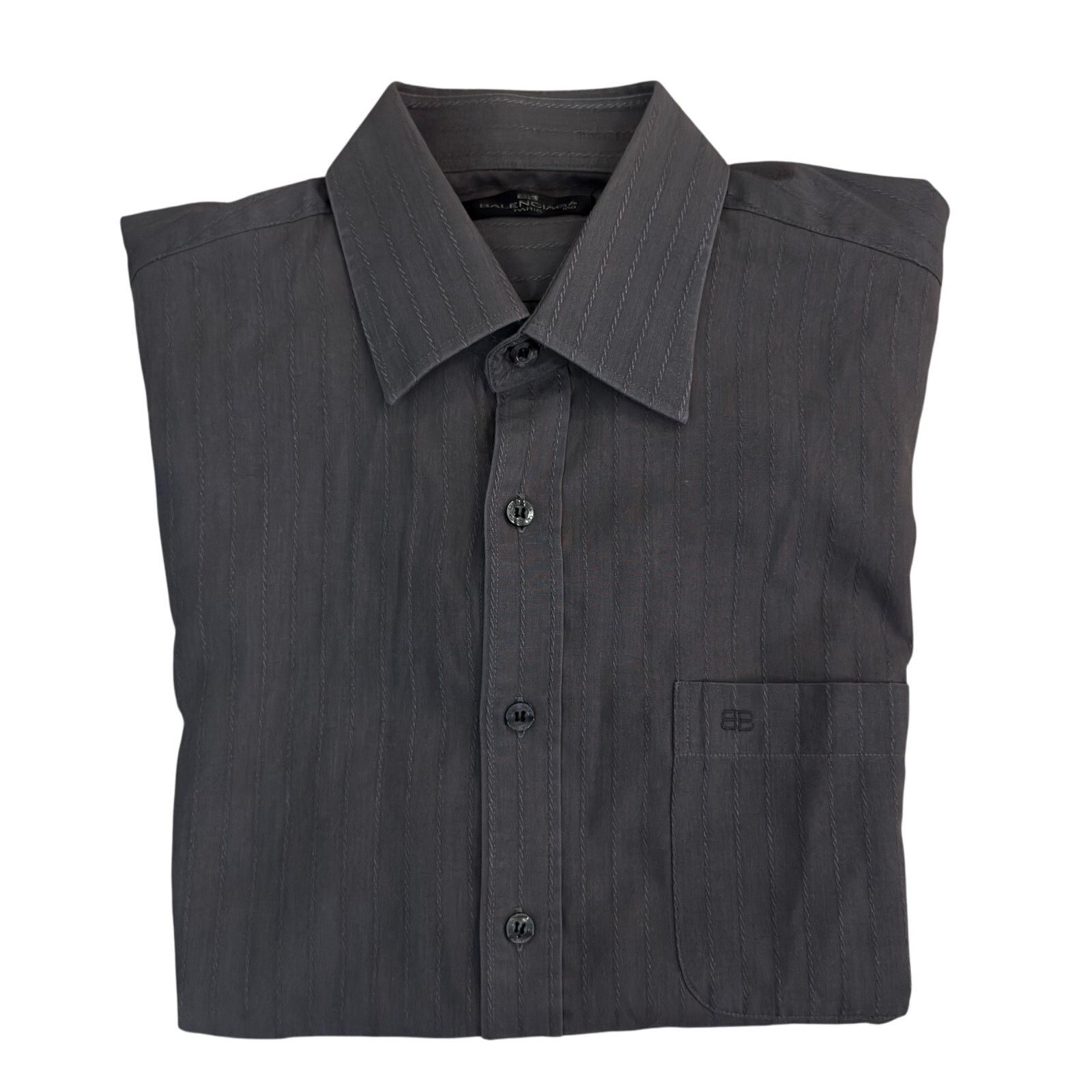 Balenciaga Balenciaga Paris Men’s Grey Pinstripe Shirt Size US M / EU 48-50 / 2 - 7 Thumbnail