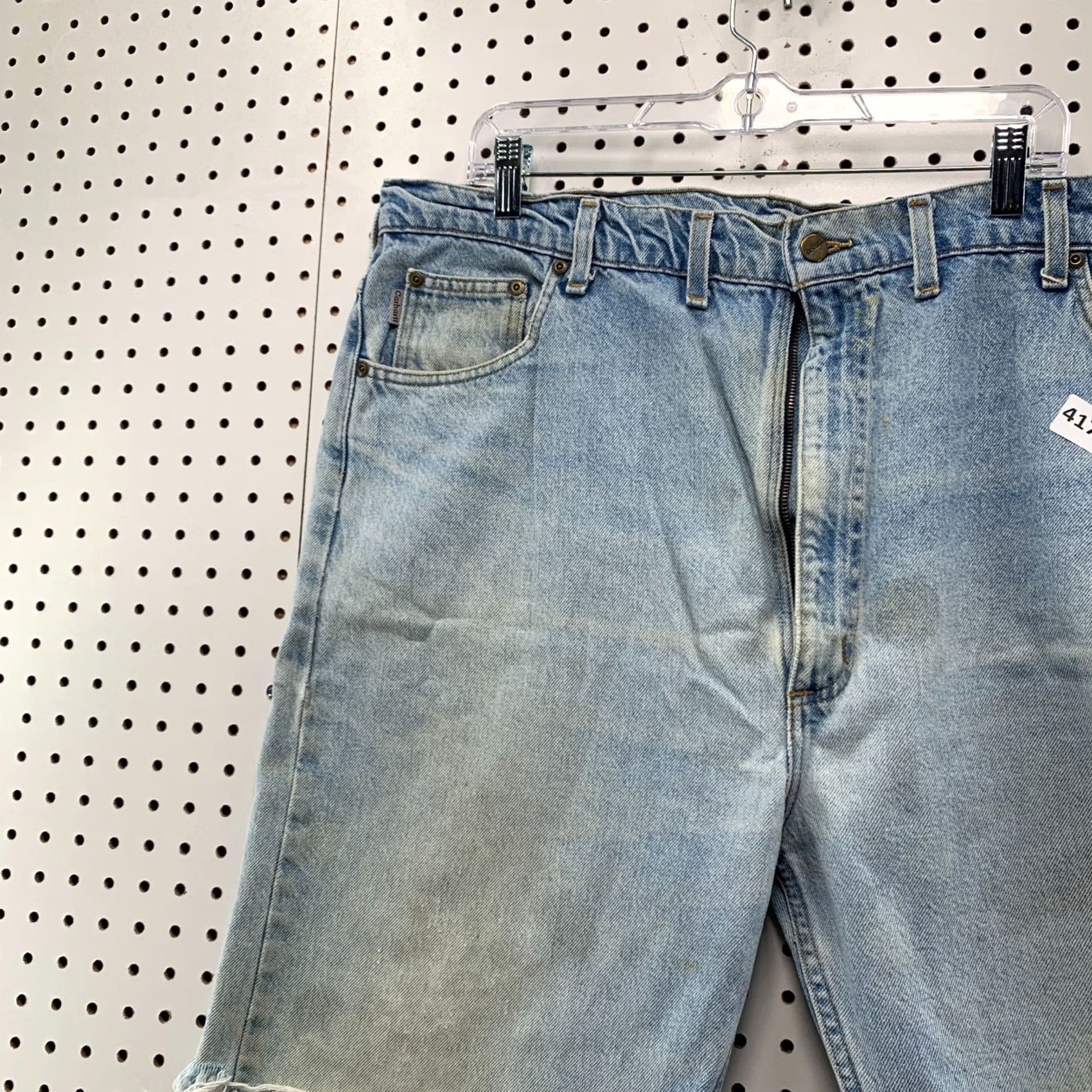 Carhartt VINTAGE Carhartt Shorts Denim Bermuda Mens 44x32 Light Wash Distress 10 in Inseam 5-Pocket Blue Baggy Casual Workwear Size US 44 / EU 60 - 4 Thumbnail