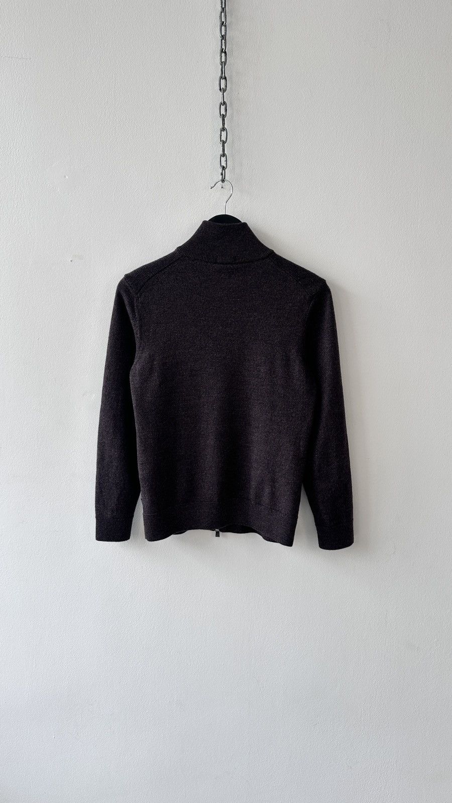Hugo Boss Hugo Boss Zip Up Knit Jumper S Regular Fit Brown Virgin Wool Size US S / EU 44-46 / 1 - 14 Thumbnail