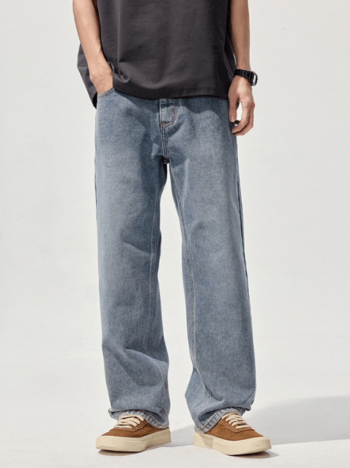 Japanese Brand × Jean Men's retro distressed washed all-match straight jeans Size US 32 / EU 48 - 1 Thumbnail