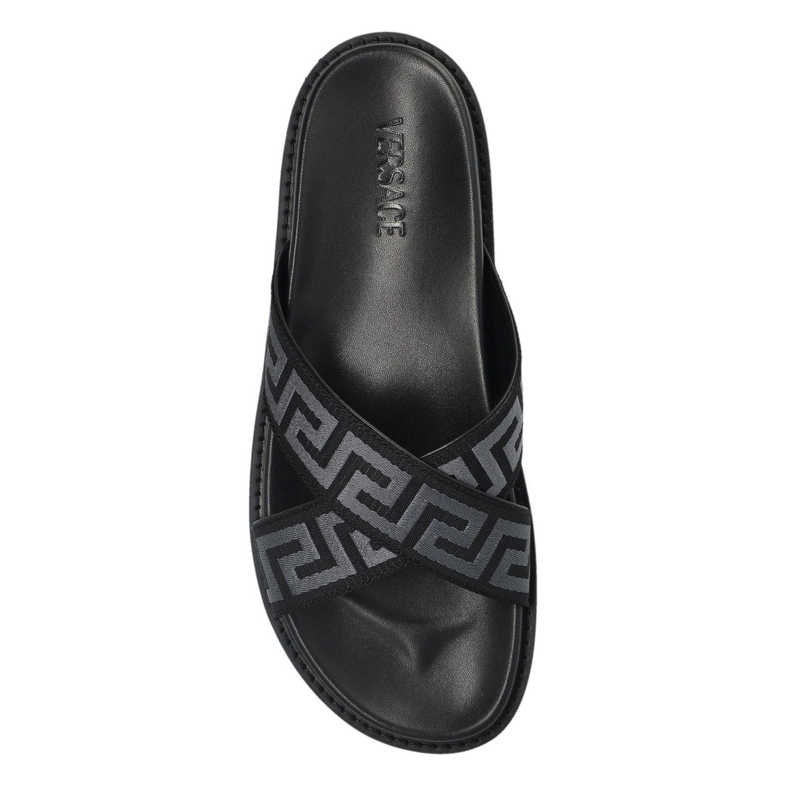 Versace VERSACE Greca Black Leather Slides New And Authentic (Men's Size US 12 / EU 45 - 5 Thumbnail