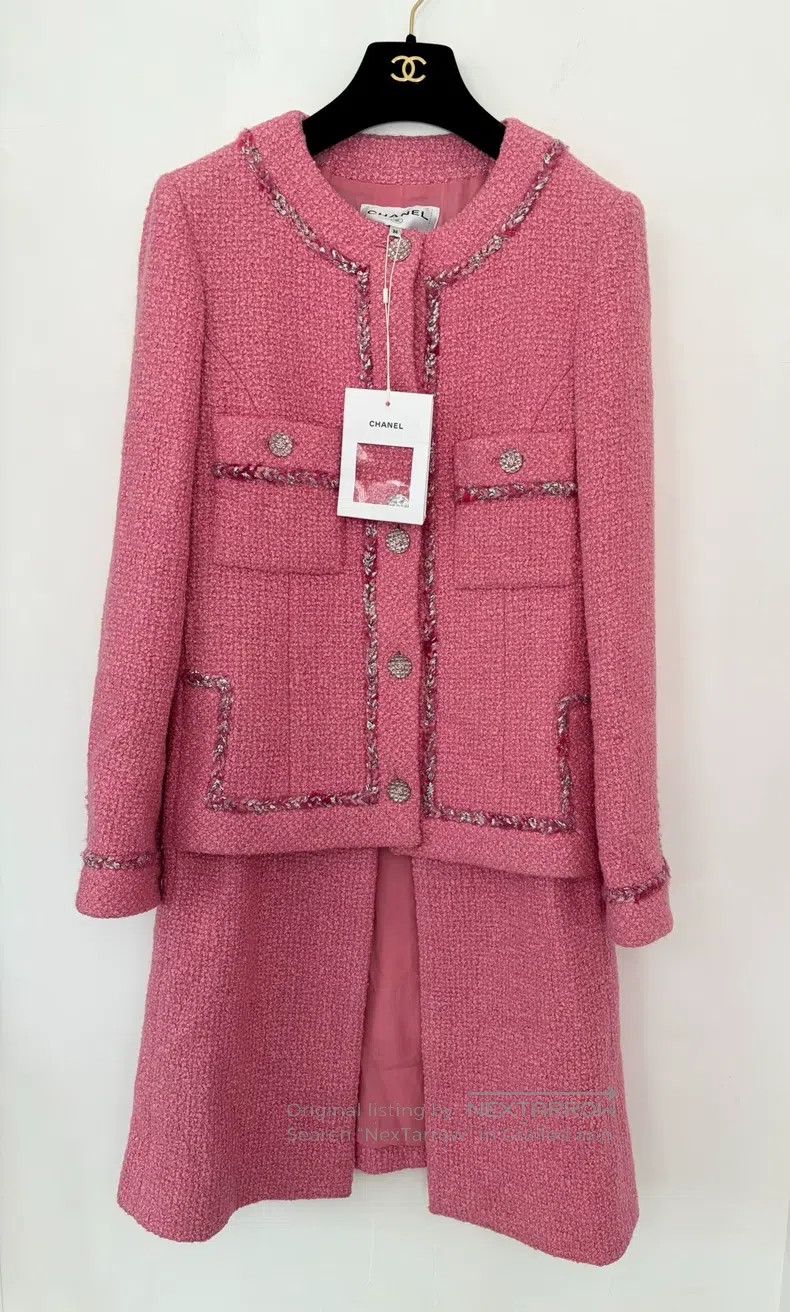 Chanel Chanel High-end handicraft workshop pink tweed medium-leng Size XS / US 0-2 / IT 36-38 - 1 Thumbnail
