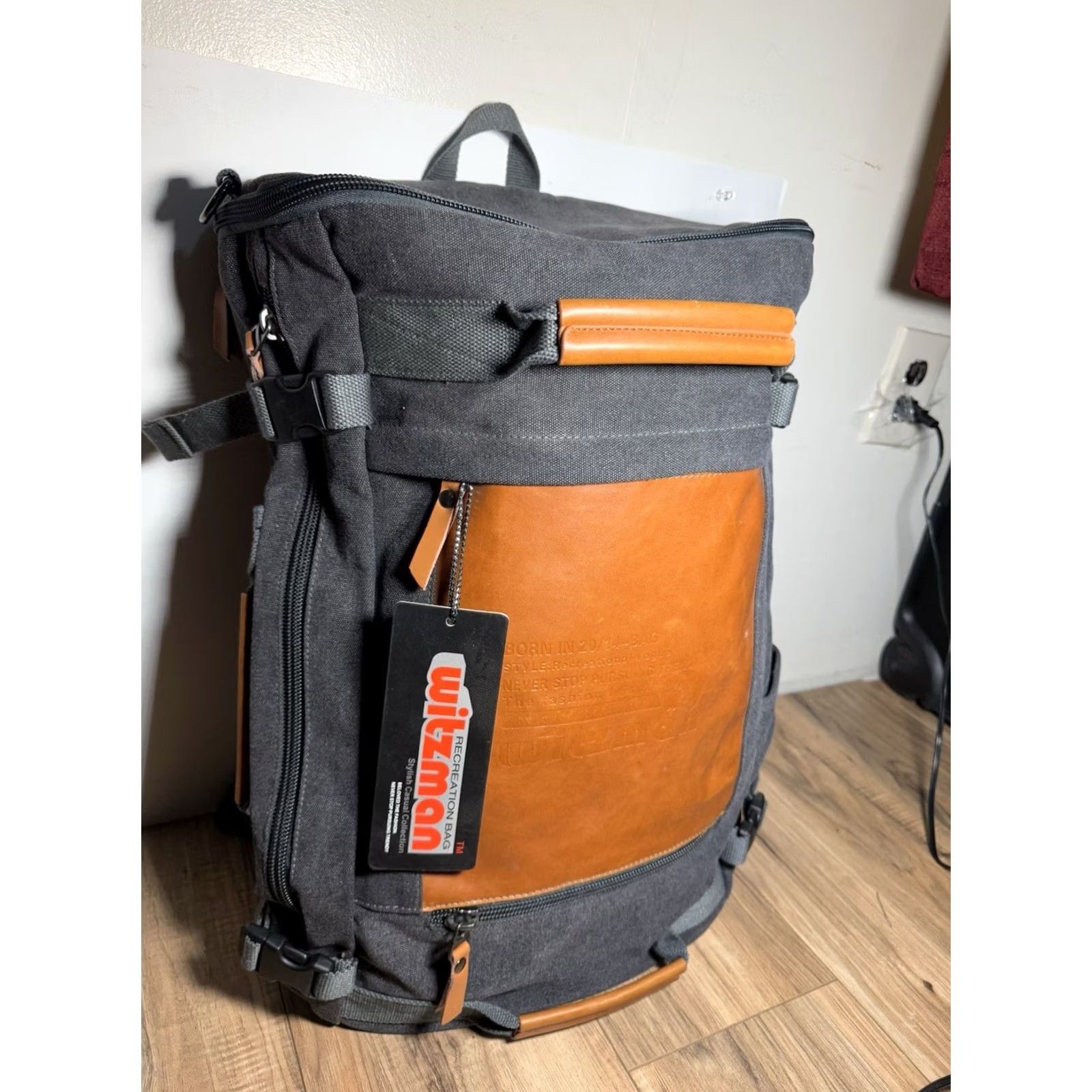 Vintage Witzman Backpack Charcoal Canvas Travel Backpack Large Men Laptop Sleeve/Protection Rucksack Duffel Bag Size ONE SIZE - 2 Thumbnail