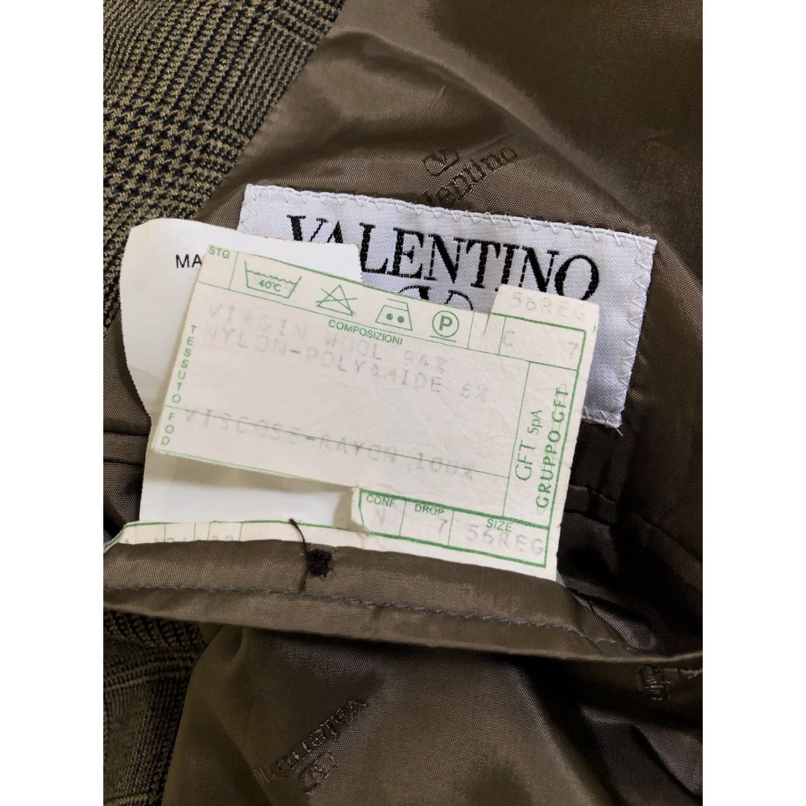 Valentino VINTAGE Valentino blazer jacket US 46R Eur 56R Brown Plaid Wool Men Blazer 80s 90s Notch Lapel Size 46R - 6 Thumbnail