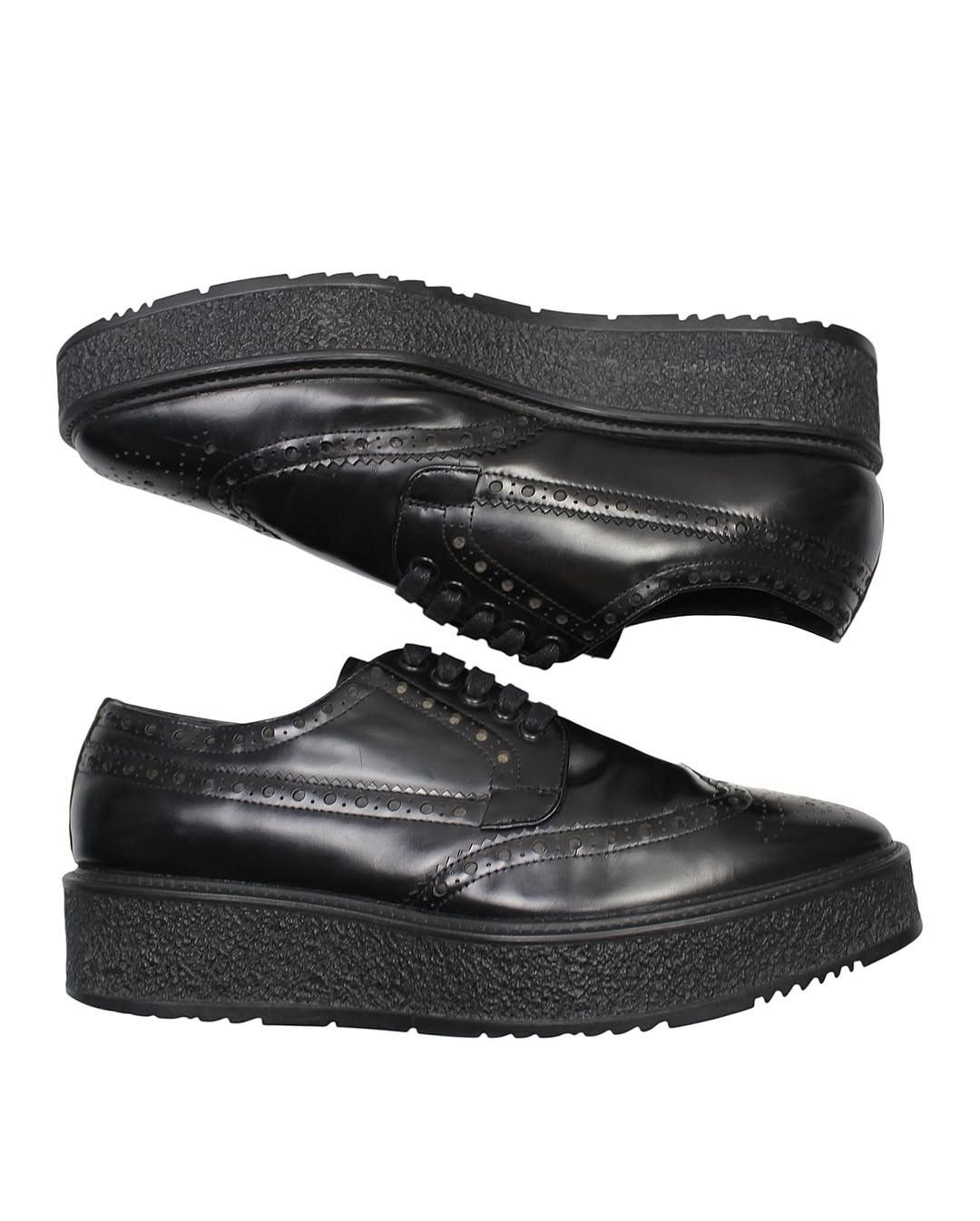 Prada 2010S PRADA BLACK PLATFORM BROGUE SHOES Size US 7 / EU 40 - 4 Thumbnail