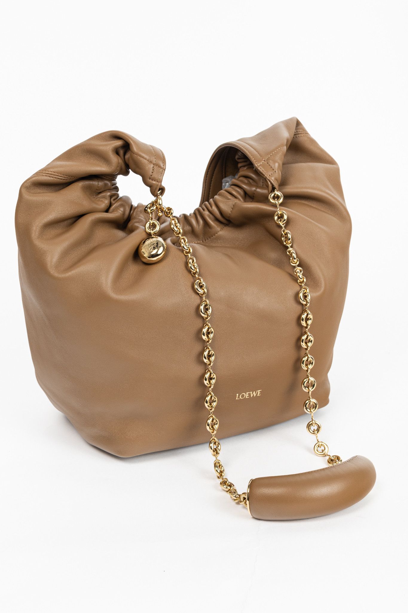 Loewe Loewe Squeeze Medium Oak Leather Shoulder Bag Size ONE SIZE - 6 Thumbnail