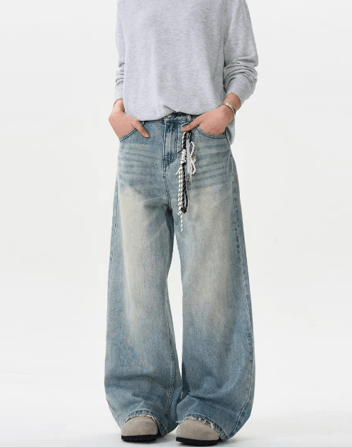 Japanese Brand American street retro cleanfit washed distressed jeans Size US 32 / EU 48 - 4 Thumbnail