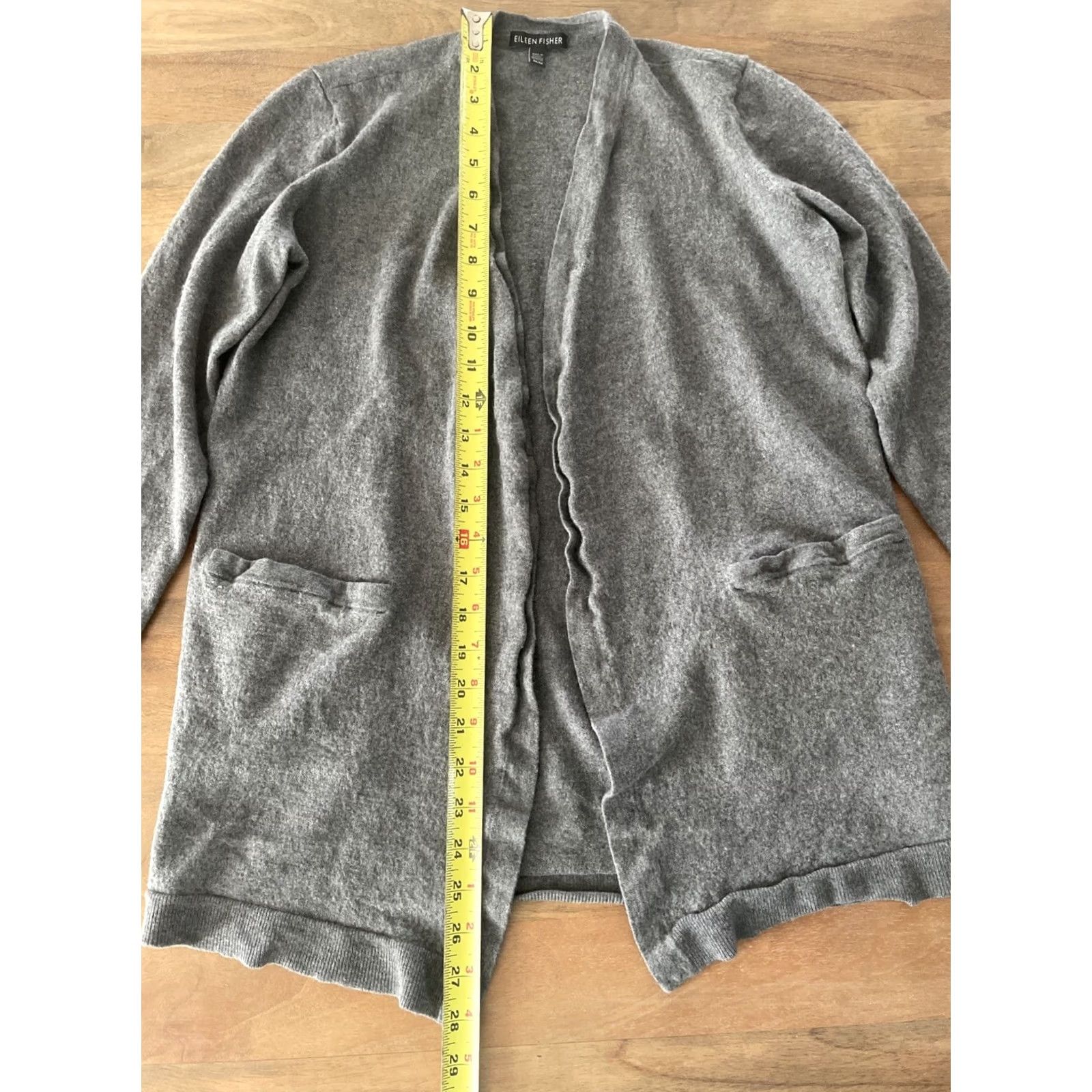 Eileen Fisher VINTAGE? No — Eileen Fisher Gray Merino Wool Blend Open Front Cardigan Sweater Womens M Size M / US 6-8 / IT 42-44 - 6 Thumbnail