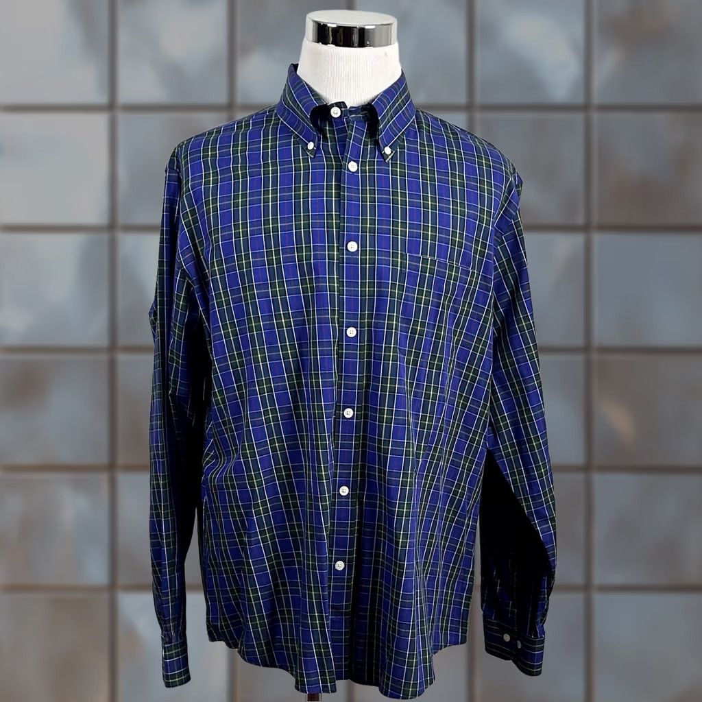 Brooks Brothers Brooks Brothers XL Regent Fit Casual Shirt Blue Green Plaid Button Down Cotton Men XL Casual Shirt Size US XL / EU 56 / 4 - 1 Thumbnail