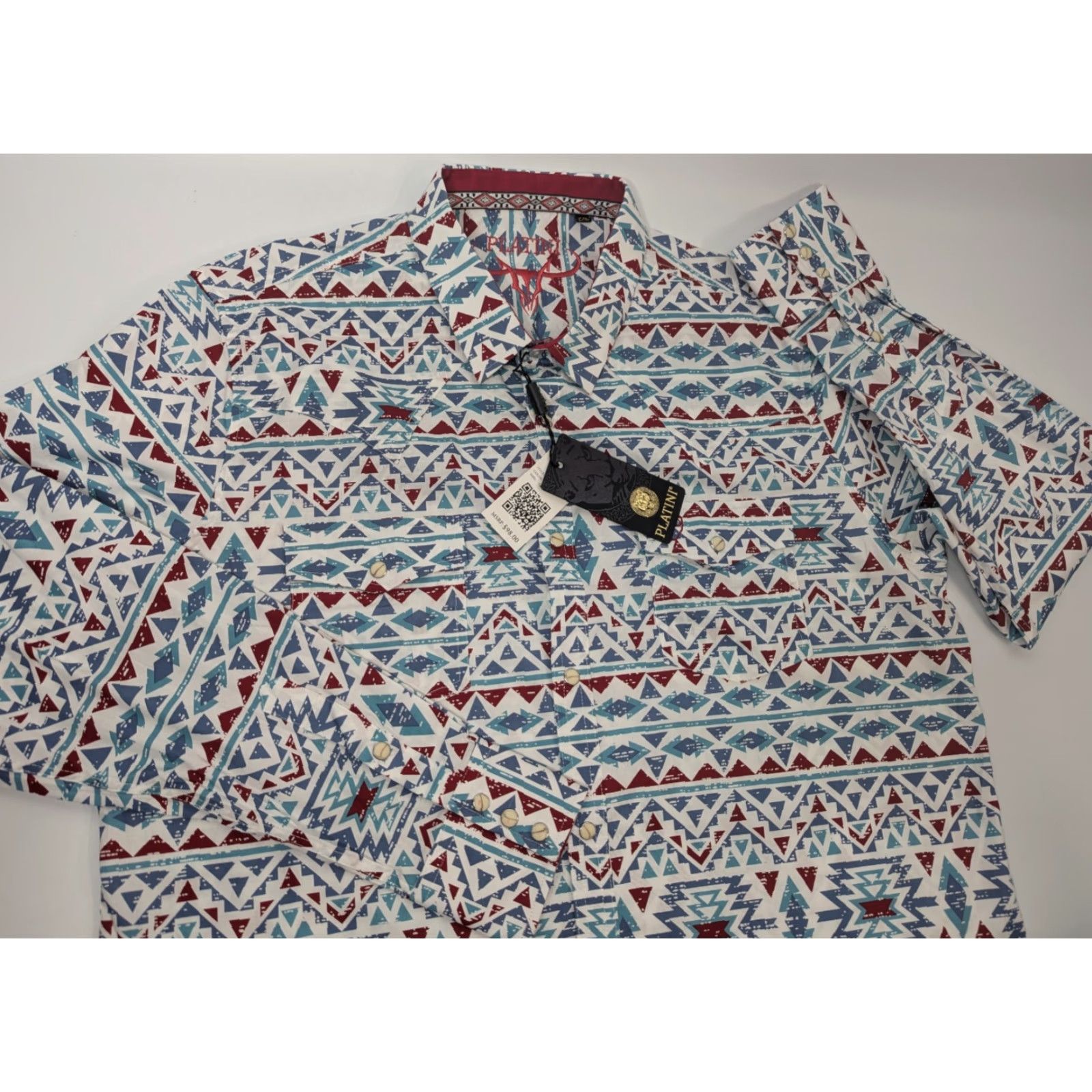 Vintage NWT Platini Shirt 2XL Aztec Pearl Snap Long Sleeve Tribal Southwestern Size US XXL / EU 58 / 5 - 2 Thumbnail