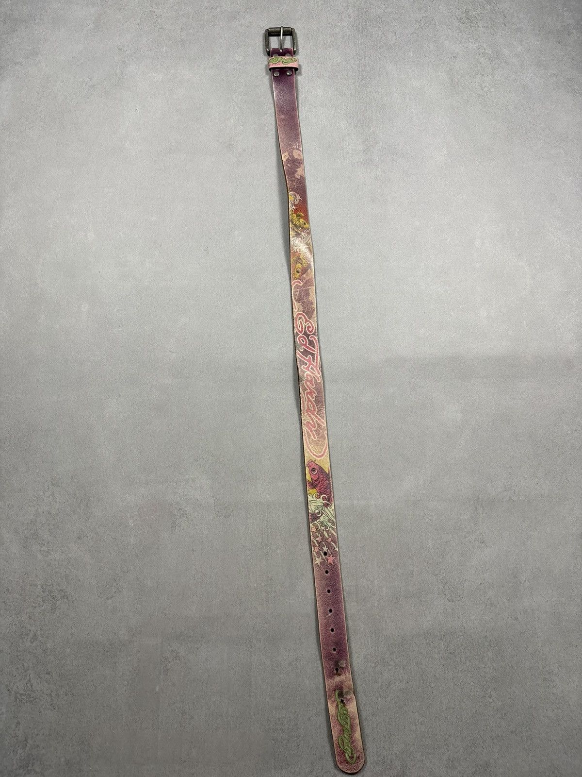 Ed Hardy Ed Hardy Leather Belt Koi Fish Japanese Vintage Y2K Tattoo Size ONE SIZE - 4 Thumbnail