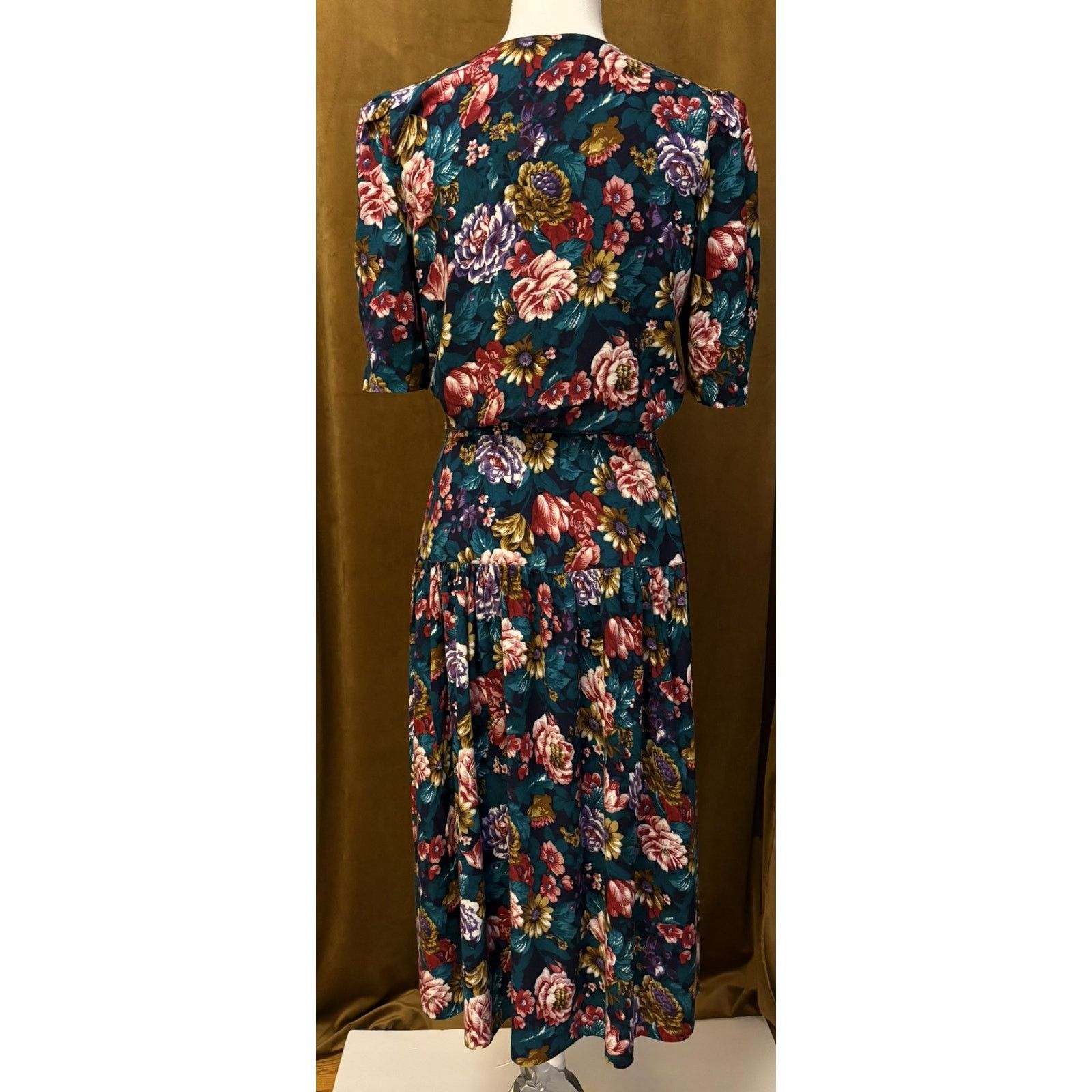 Other Vintage Pellini Floral Midi Dress 7/8 Short Sleeve Size M / US 6-8 / IT 42-44 - 5 Thumbnail