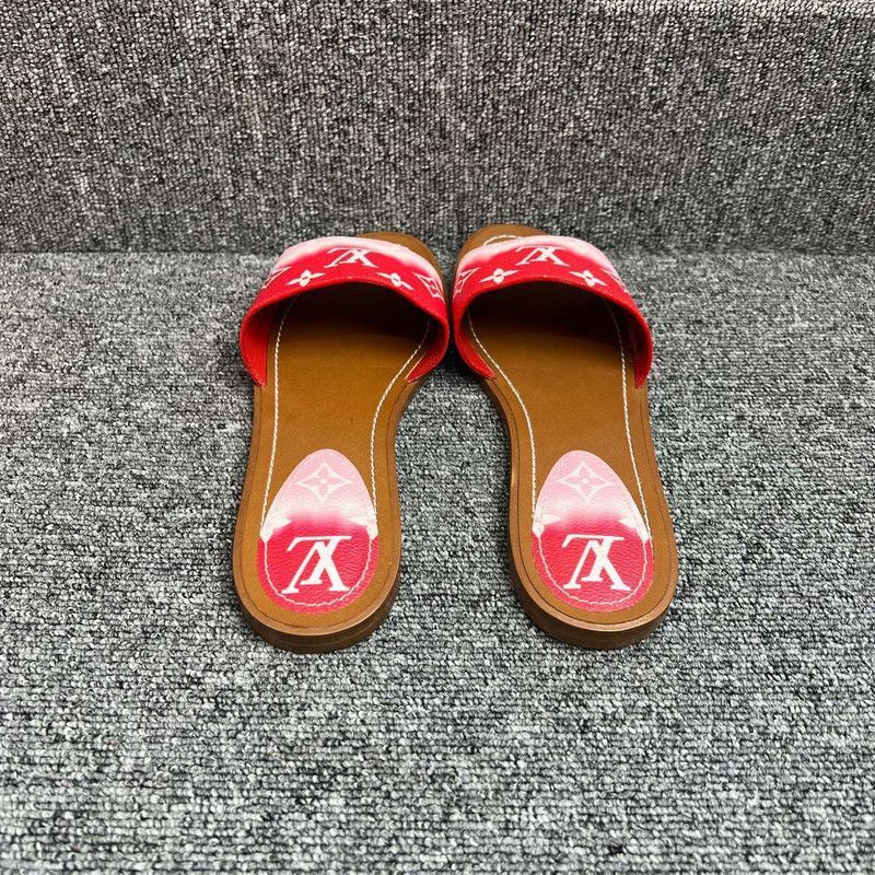 Louis Vuitton Louis Vuitton Red Lock It Flat Slide Sandals -2505 Size US 6 / IT 36 - 3 Thumbnail