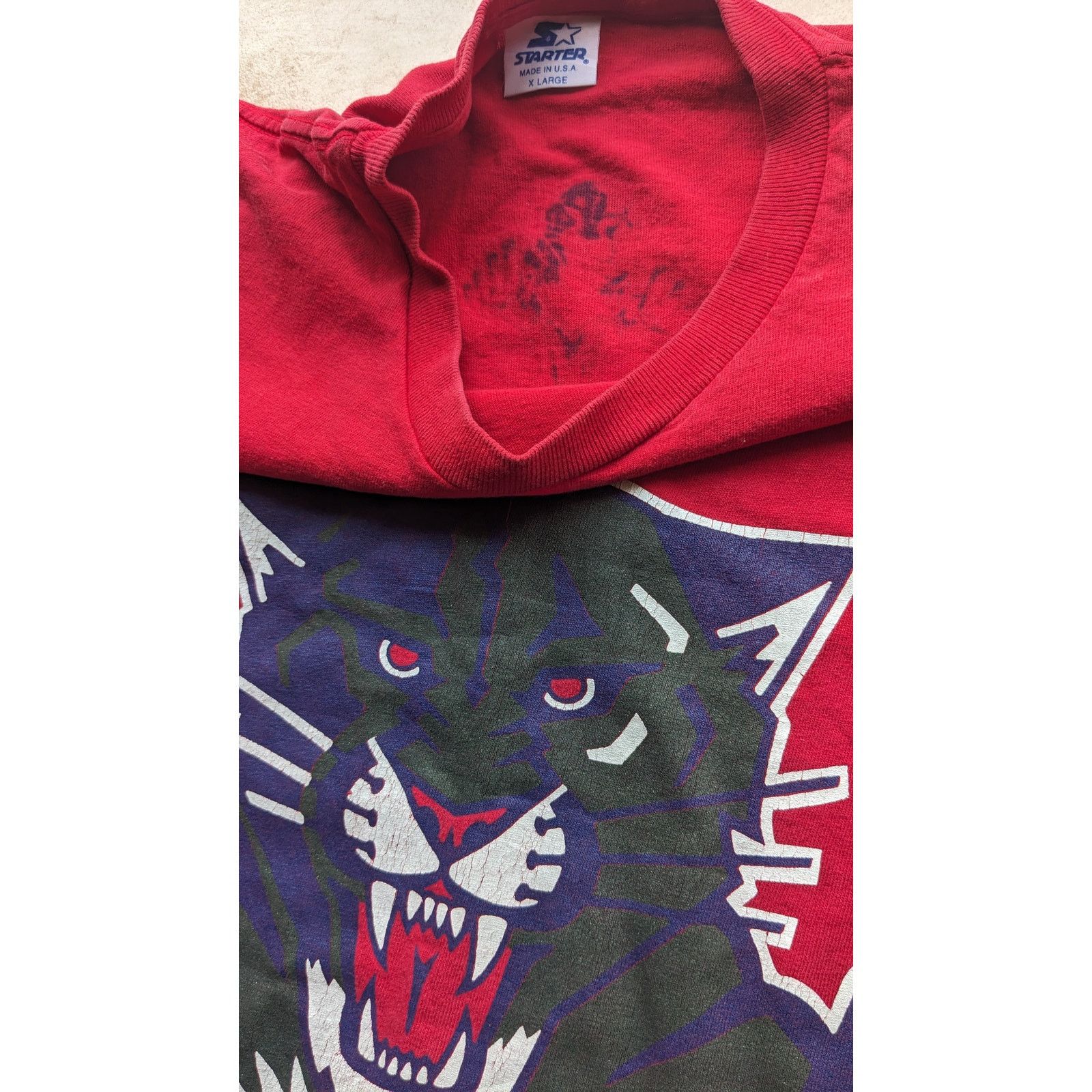 NHL × Starter Florida Panthers CATS 90s tee shirt AOP red NHL hockey vtg Size US XL / EU 56 / 4 - 8 Thumbnail