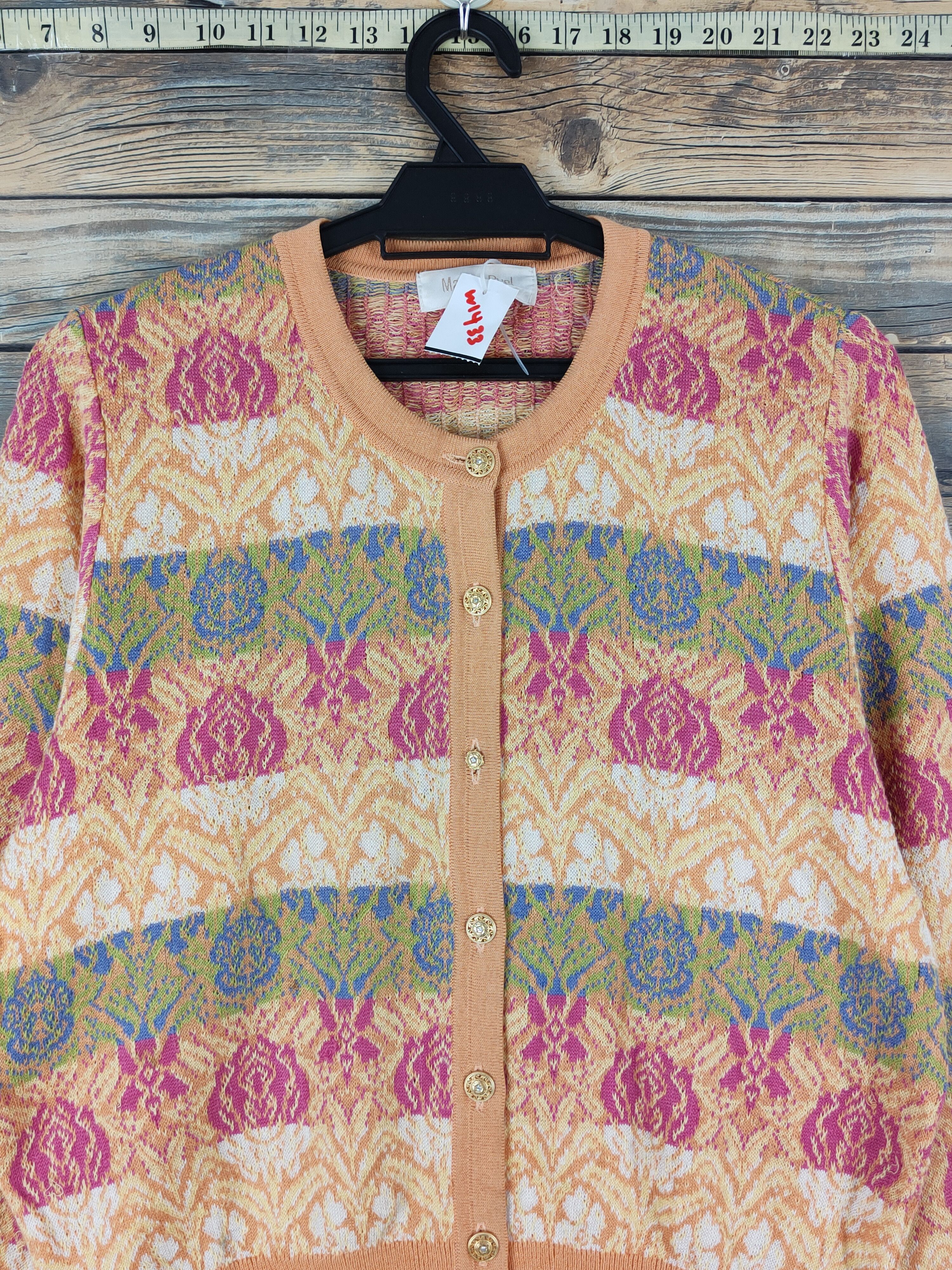 Homespun Knitwear × Japanese Brand Madam Puel Orange Knitwear Cardigan #W1433 Size M / US 6-8 / IT 42-44 - 2 Thumbnail