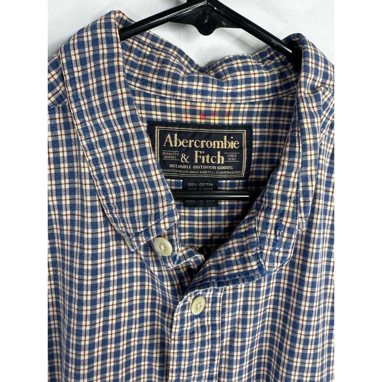 Abercrombie & Fitch Abercrombie Fitch Men's Button Shirt size L Checked Blue Y2K Size US L / EU 52-54 / 3 - 5 Thumbnail