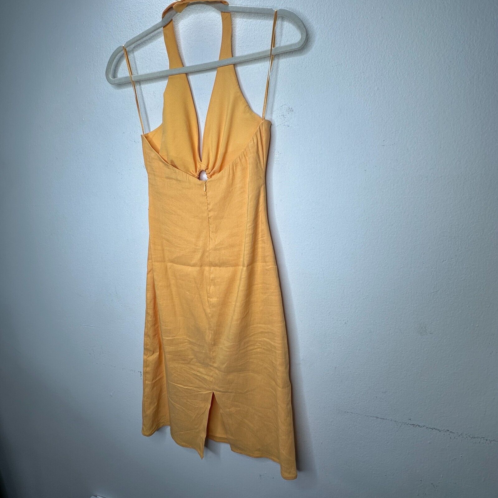 Zara Zara Yellow Halter V-Neck Dress O-Ring Cutout Open Back S Size S / US 4 / IT 40 - 7 Thumbnail