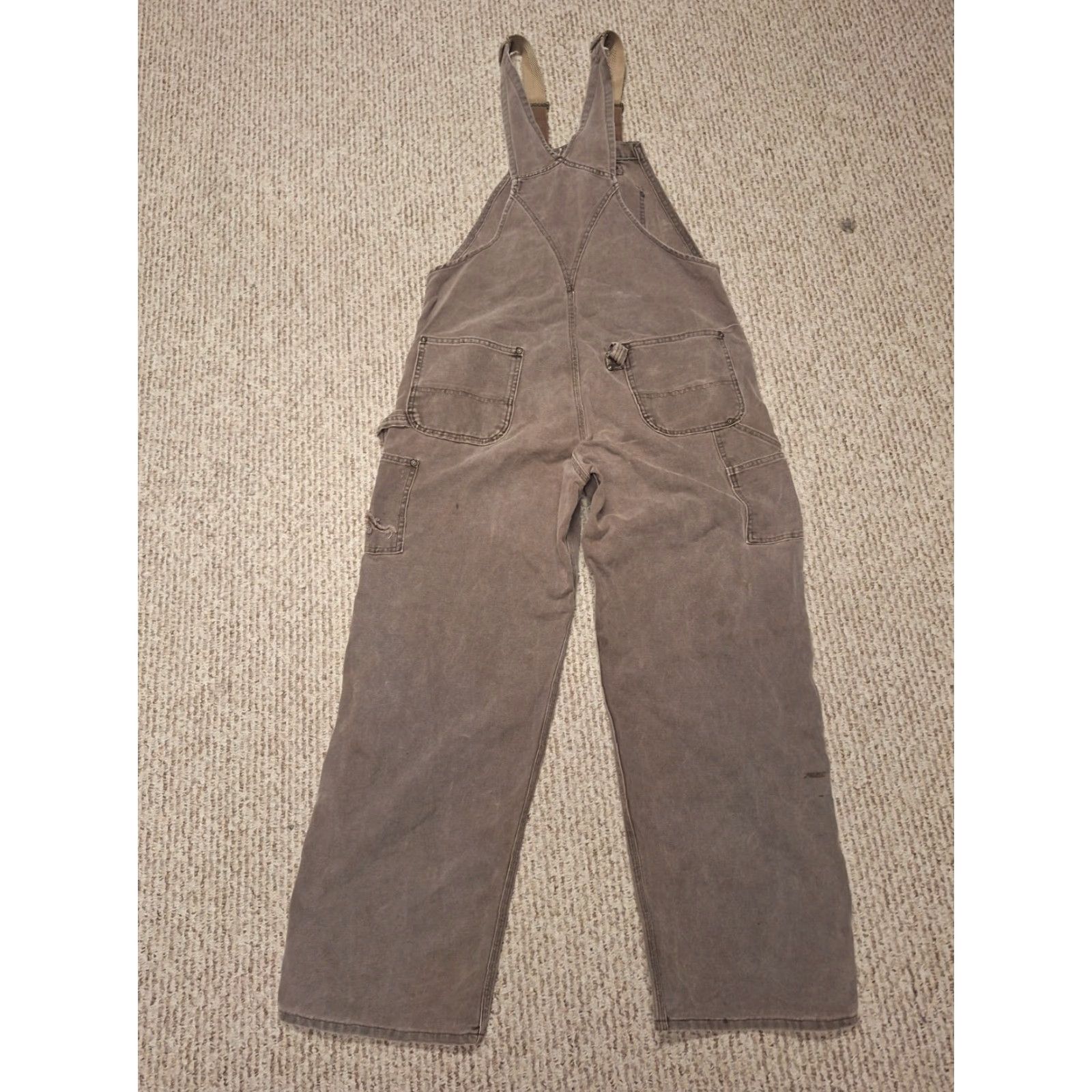Carhartt VINTAGE Carhartt Dungarees 40 Tan Overalls Mens Trousers Workwear Casual Vintage USA 90s Grunge Retro Logo Quilted Canvas Cotton Size US 40 / EU 56 - 6 Thumbnail