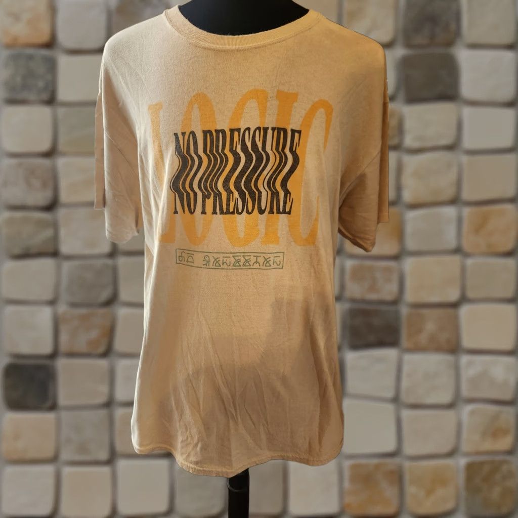 Gildan Logic No Pressure T-Shirt Beige Short Sleeve Double Sided XL Mens Size US XL / EU 56 / 4 - 1 Thumbnail