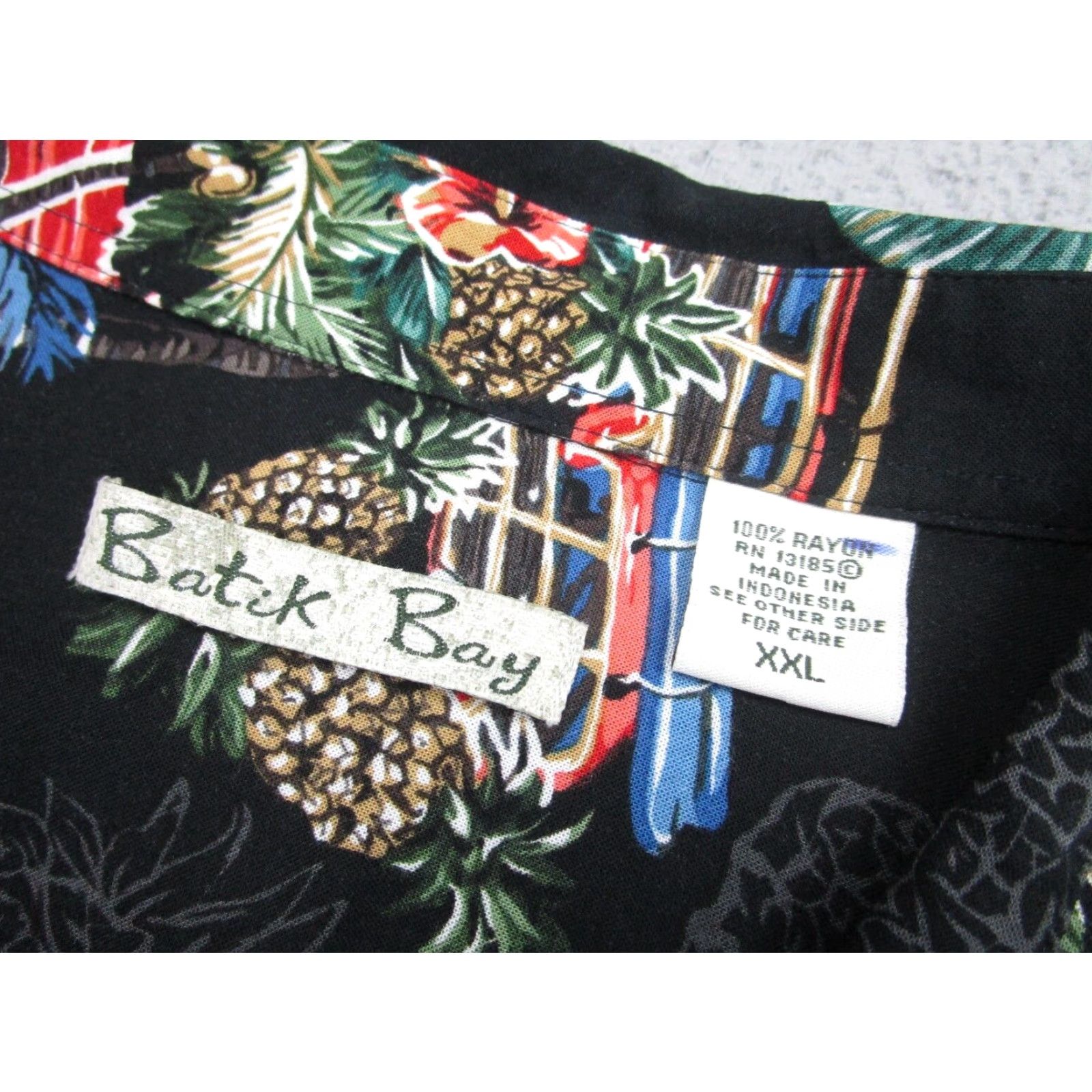 Vintage VINTAGE Batik Bay Hawaiian Shirt Mens 2XL Black Pineapple Floral Short Sleeve Button-Up Rayon Hawaiian Shirt Mens 2XL Black Pineapple Floral Size US XXL / EU 58 / 5 - 5 Thumbnail