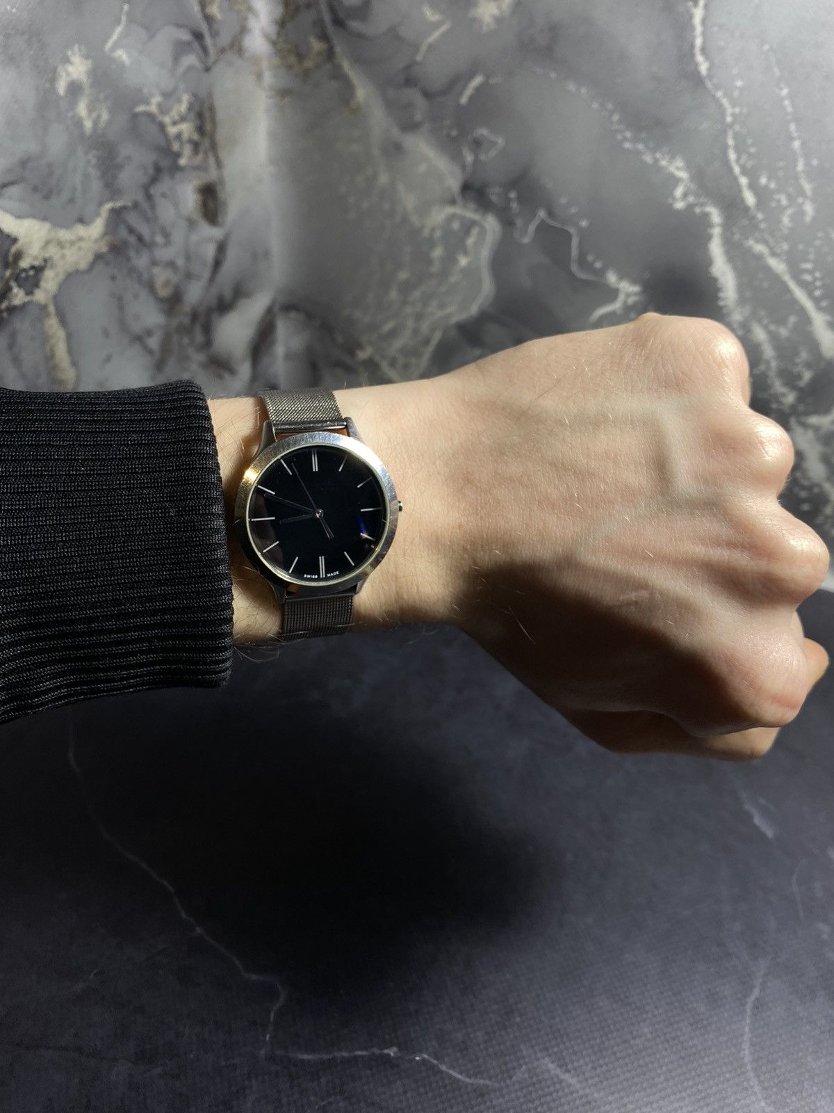 Alfex Swiss Quartz Minimalist Mesh Watch Stainless Steel