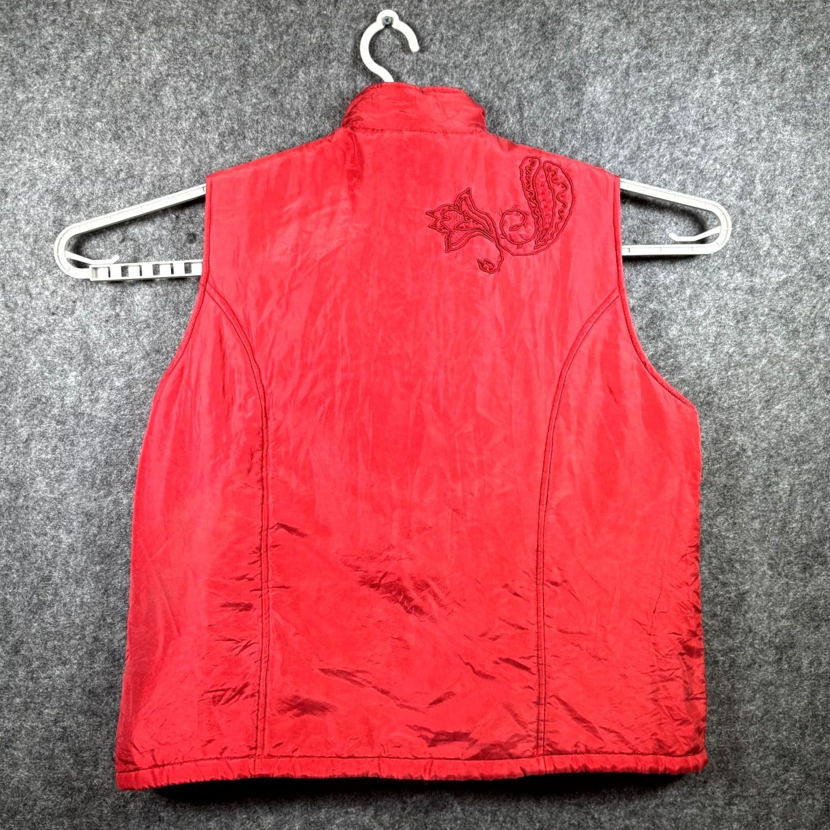 Coldwater Creek Coldwater Creek Vest Jacket Womens 1X Red Silk Floral Full-Zip Travel Utility Vest Jacket Silk Floral Full-Zip Red Womens 1X Size XL / US 12-14 / IT 48-50 - 4 Thumbnail