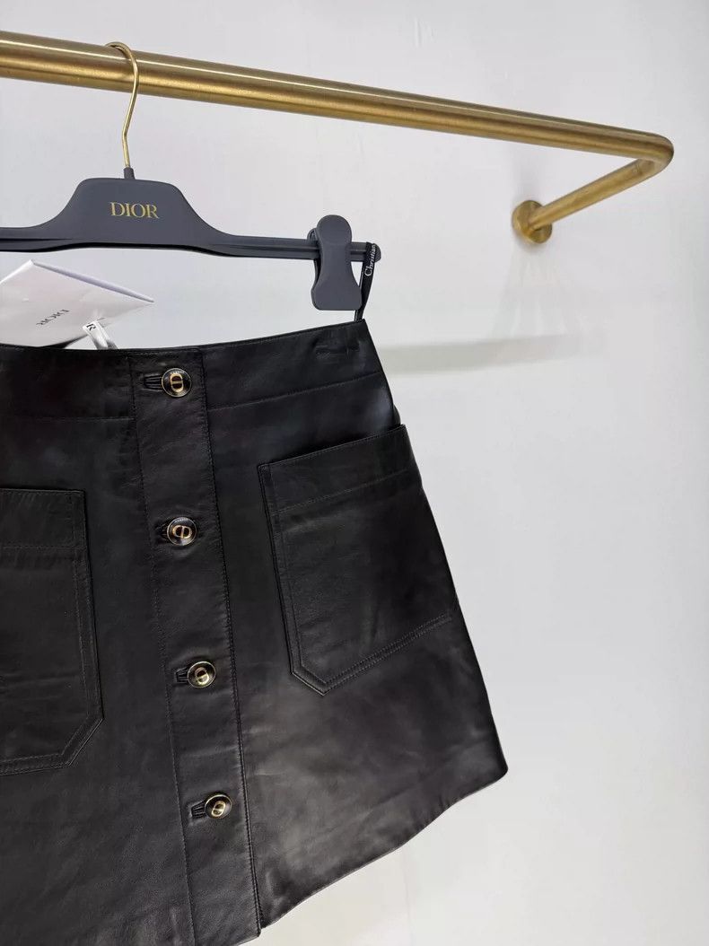 Dior New Dior Button Pocket Leather Skirt-2506 Size 33" - 3 Thumbnail