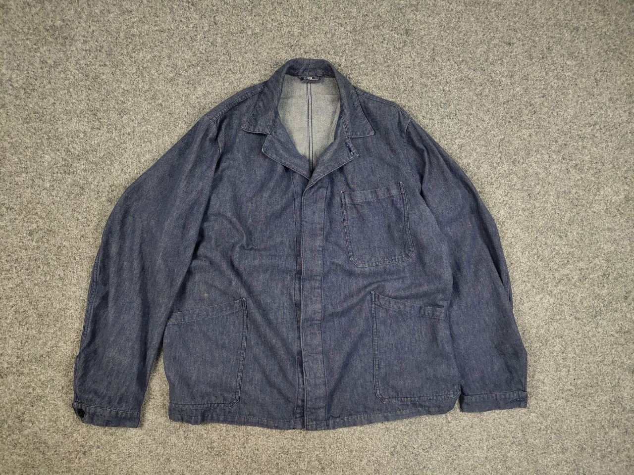 Vintage Vintage 70's Lutteurs Denim French Work Blue Sanfor Jacket Size US L / EU 52-54 / 3 - 13 Thumbnail