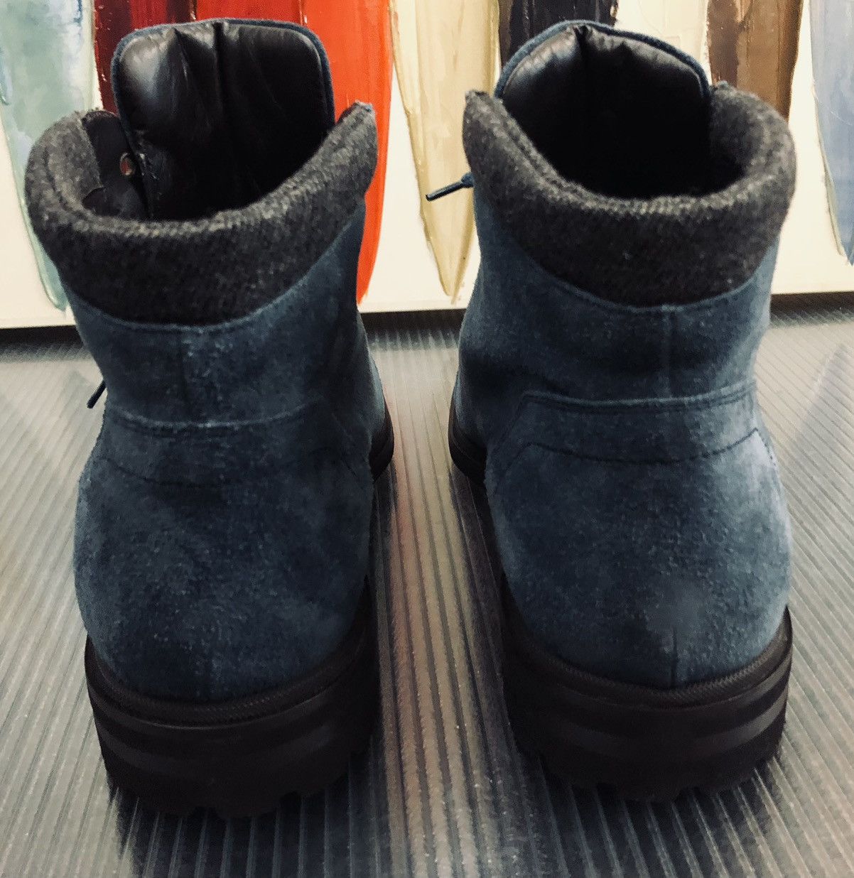 Santoni Santoni 🇮🇹 blue suede wool trim alpine rugged hikers 10 NEW Size US 10 / EU 43 - 4 Thumbnail
