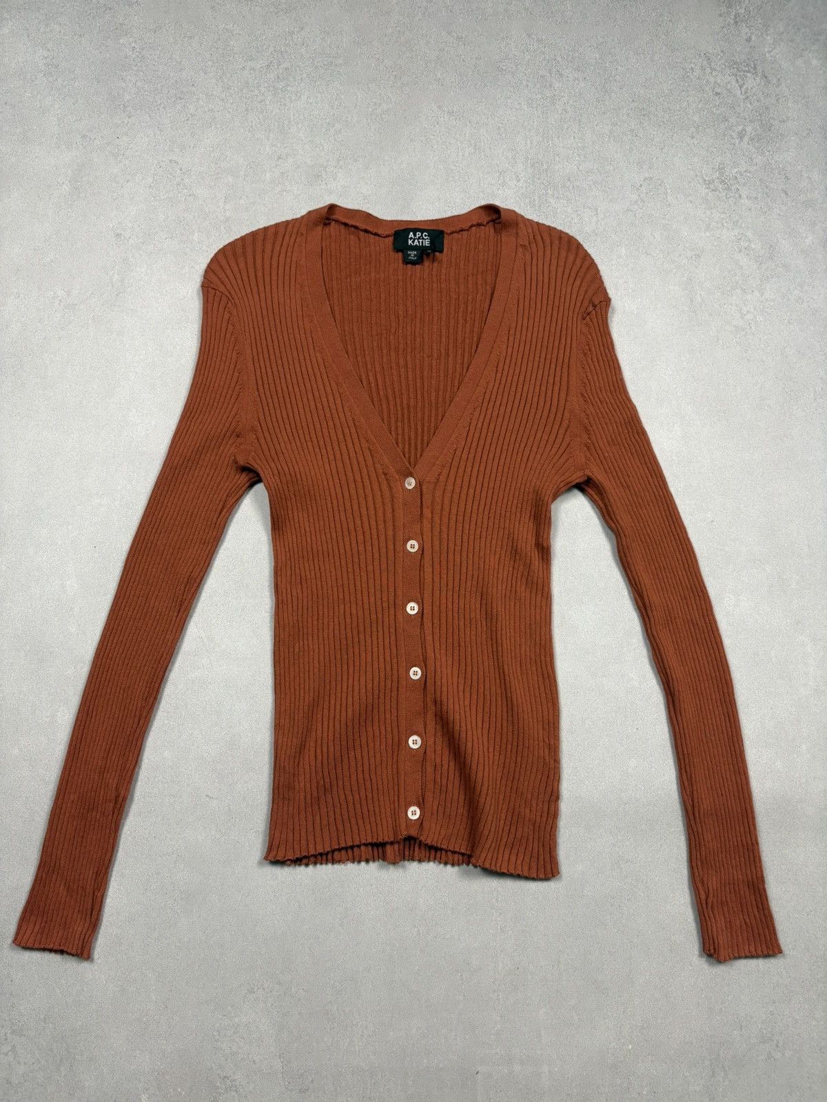 A.P.C. A.P.C. Katie Ribbed Cardigan Rust Made In Italy Size M Rare Size M / US 6-8 / IT 42-44 - 1 Thumbnail