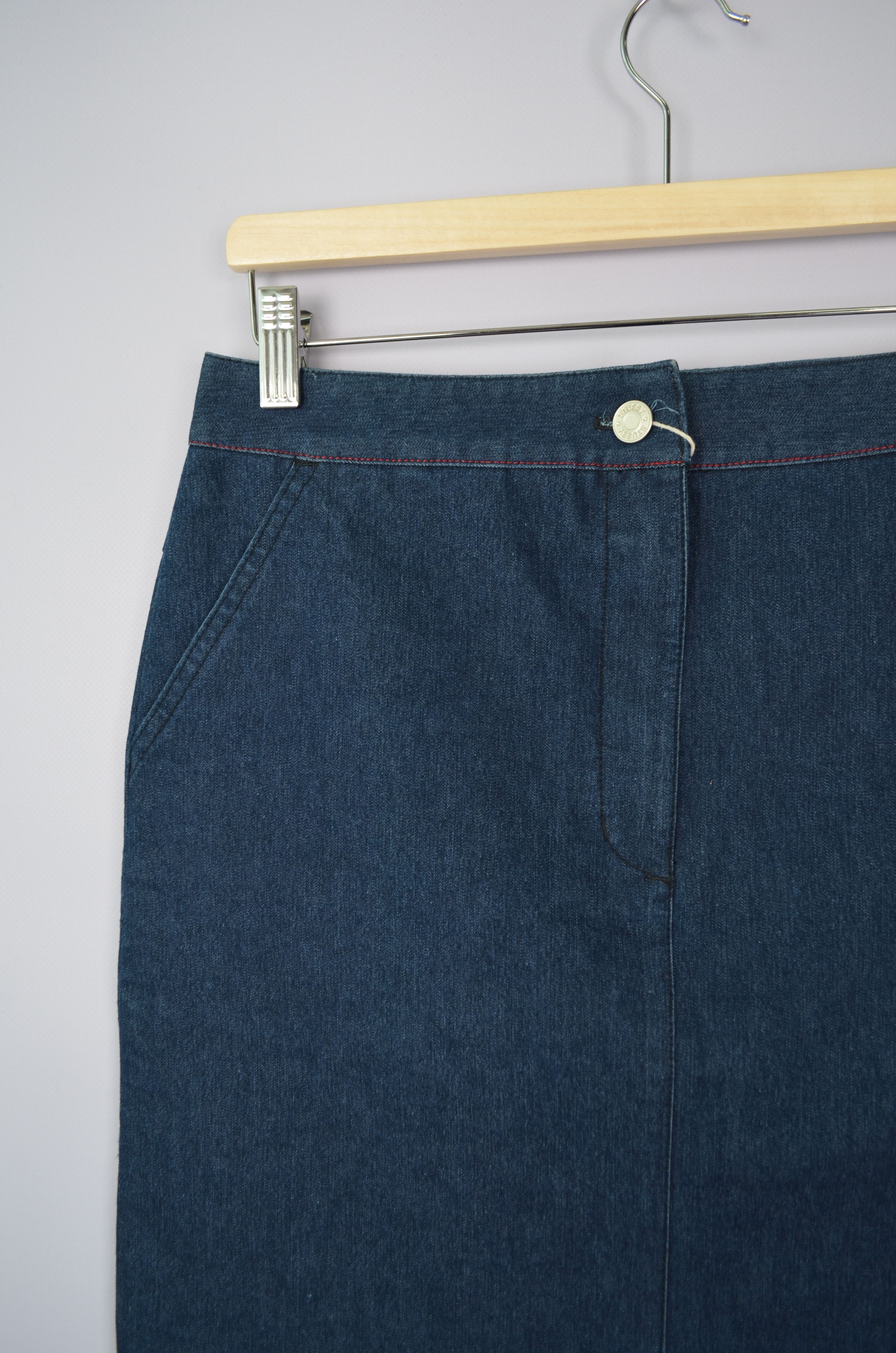 Designer × Stussy Stussy Blue Denim Long Skirt Size 7 / 28 Small y2k 00s NWT Size 28" / US 6 / IT 42 - 13 Thumbnail