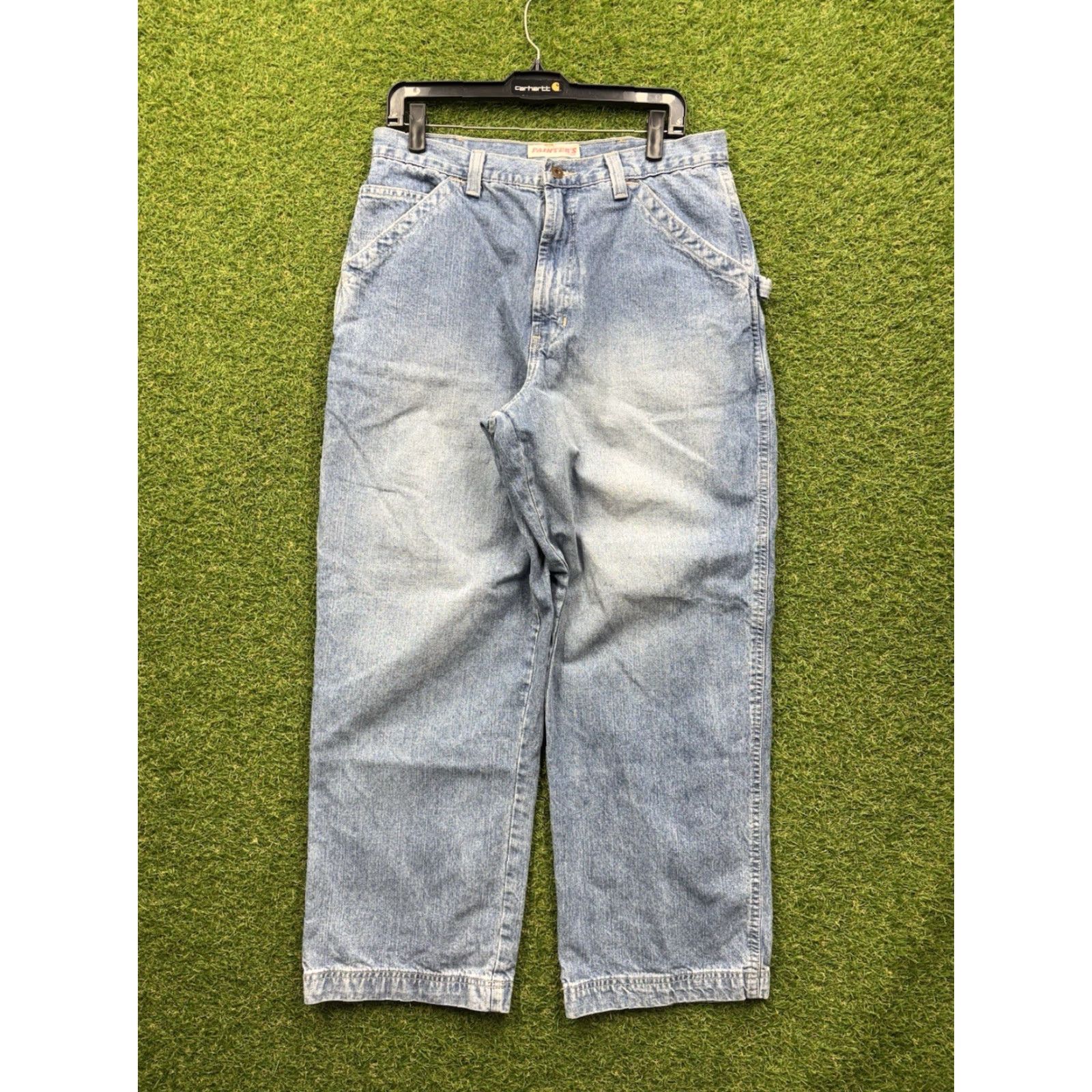 Old Navy VINTAGE Old Navy Jeans Mens 36x30 Carpenter Baggy Wide Utility 00s Light Wash Size US 36 / EU 52 - 2 Thumbnail