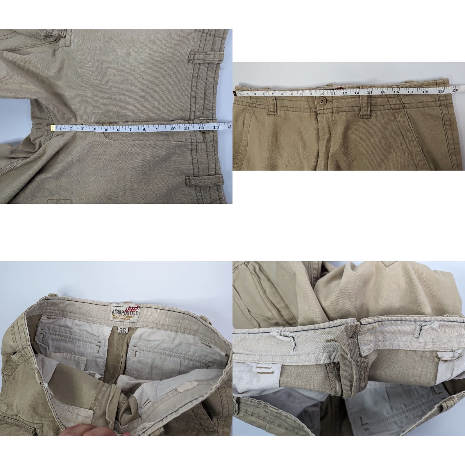 Vintage VINTAGE Aeropostale Cargo Shorts Mens 36 Khaki Distressed Worn Skater Outdoors Y2K Size US 36 / EU 52 - 8 Thumbnail