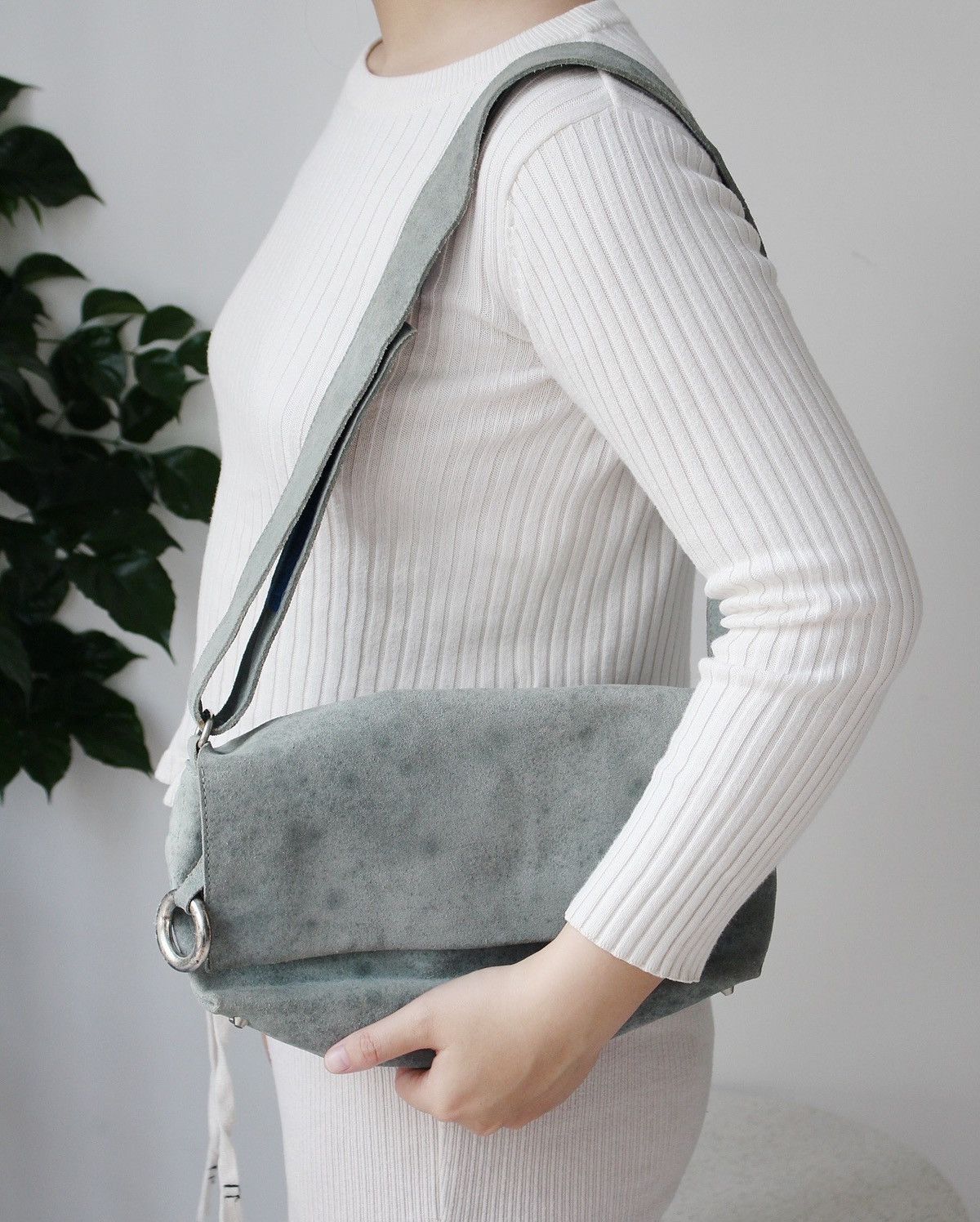 Designer 2000S SEQUOIA PARIS SUEDE SHOULDER BAG - MINT GREEN Size ONE SIZE - 2 Thumbnail