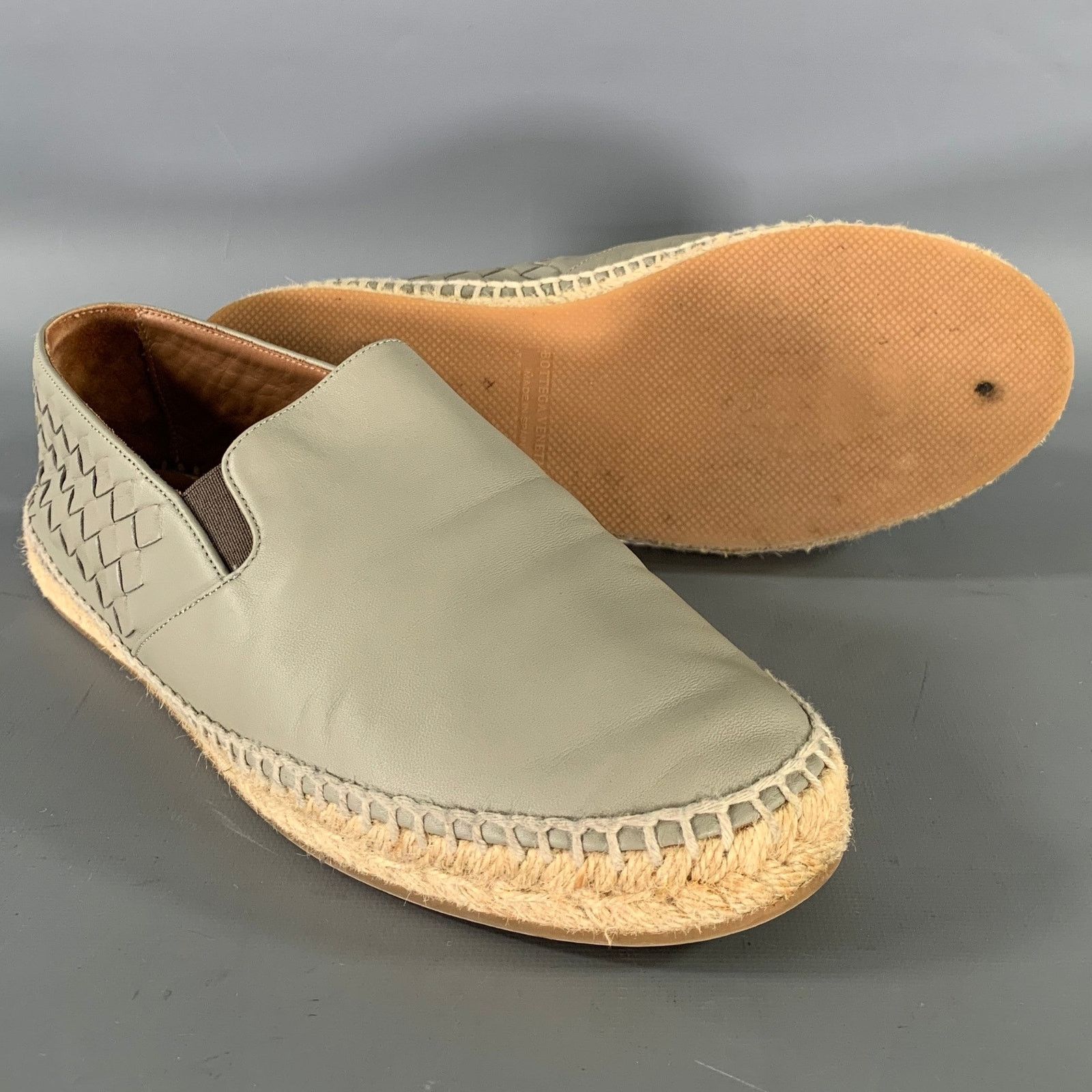 Bottega Veneta BOTTEGA VENETA Size 9 Grey Leather Woven Espadrille Flats Size US 9 / EU 42 - 5 Thumbnail