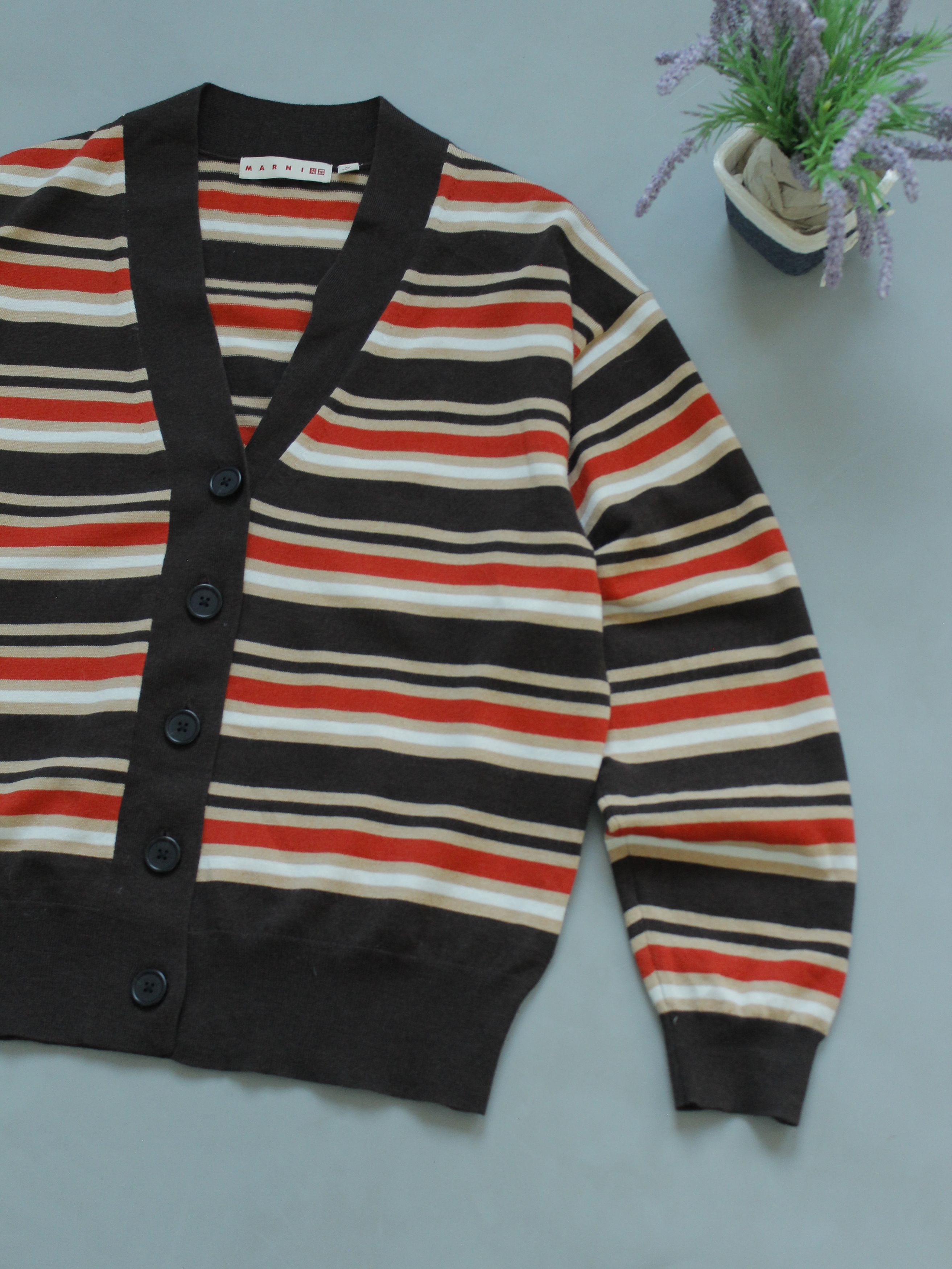 Marni × Uniqlo MARNI x Uniqlo Womens Wool Cardigan Striped Sweater Buttons Size XS / US 0-2 / IT 36-38 - 3 Thumbnail