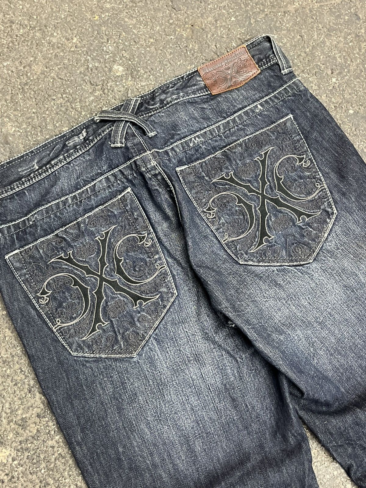 Vintage Y2k baggy fit embroidered denim skater hype rare opium Size US 36 / EU 52 - 4 Thumbnail