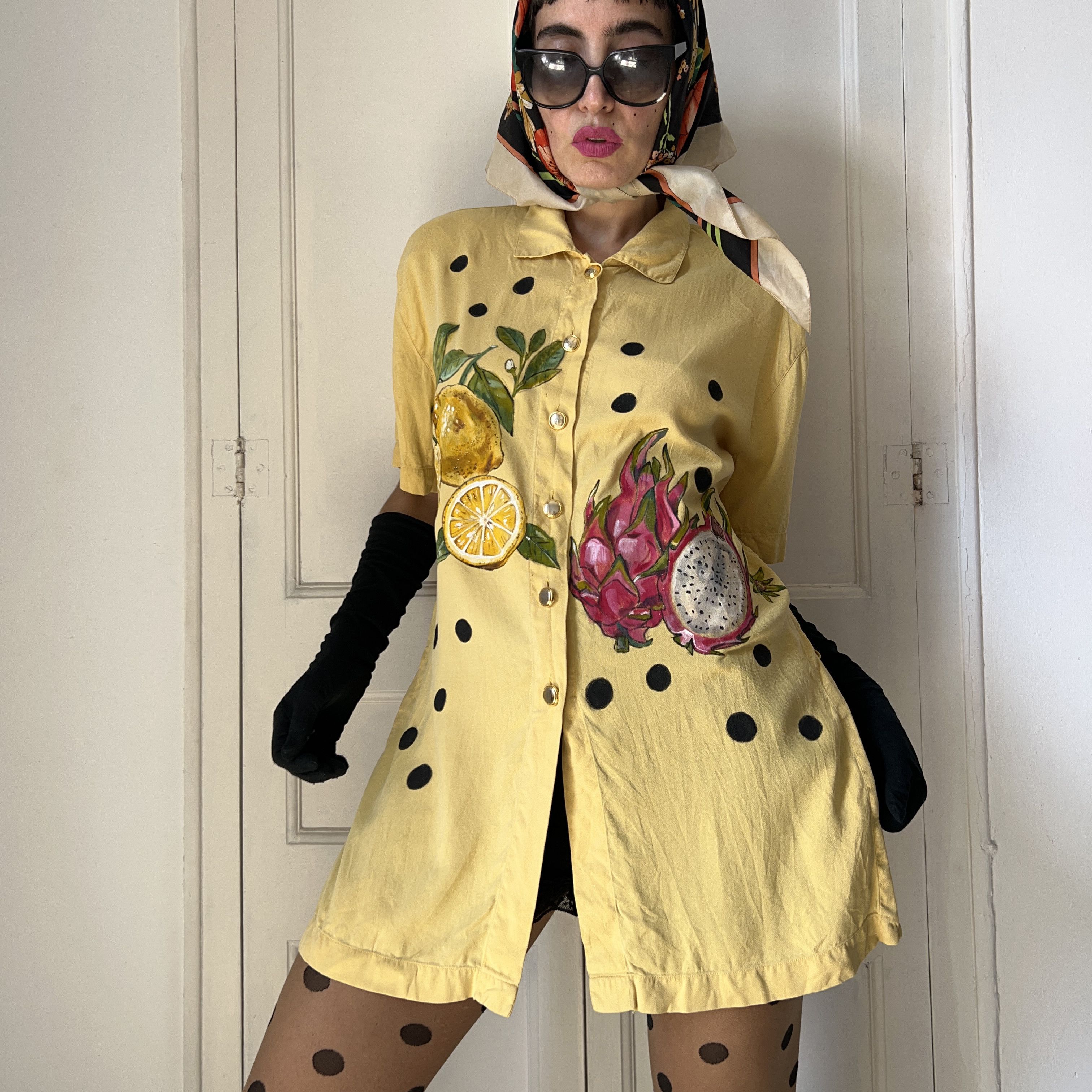 Escada Hand Painted Escada Reworked Fruits Polka Dots Blouse Size M / US 6-8 / IT 42-44 - 6 Thumbnail