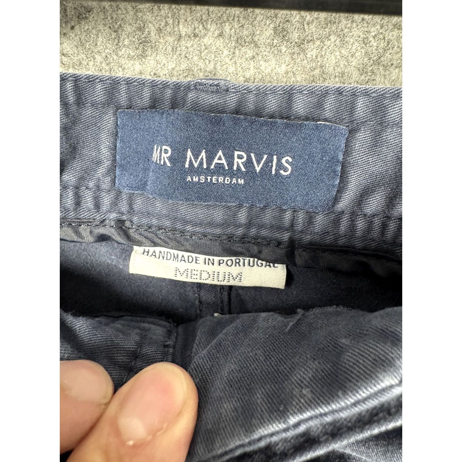 Vintage Mr Marvis Shorts Mens Medium Blue The Cosmics Chino Classic Handmade Portugal Size US 31 - 5 Thumbnail