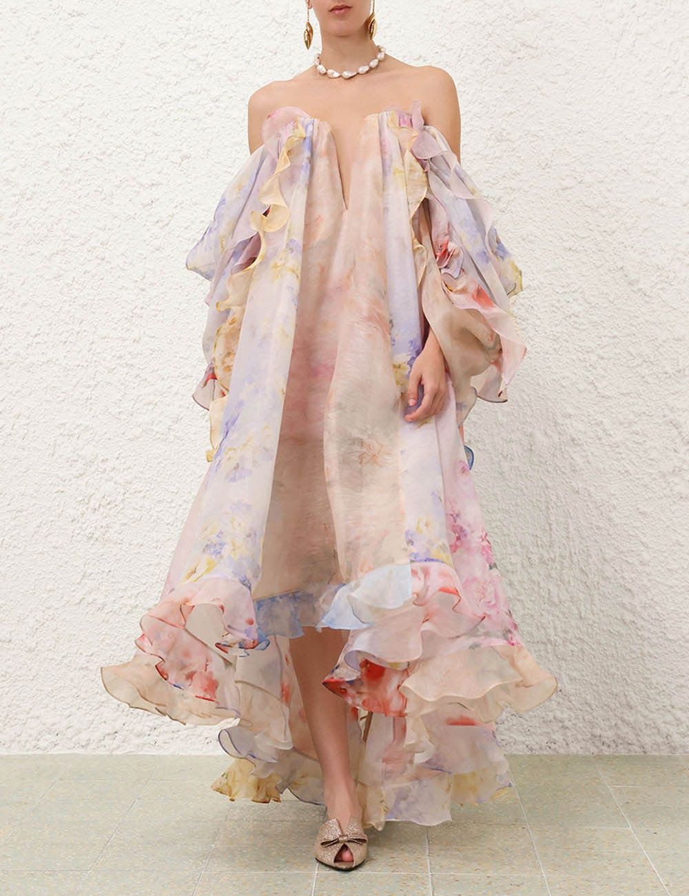 Zimmermann o1w1db10925 Crush Strapless Ruffle Dress in Multicolor Size L / US 10 / IT 46 - 2 Thumbnail