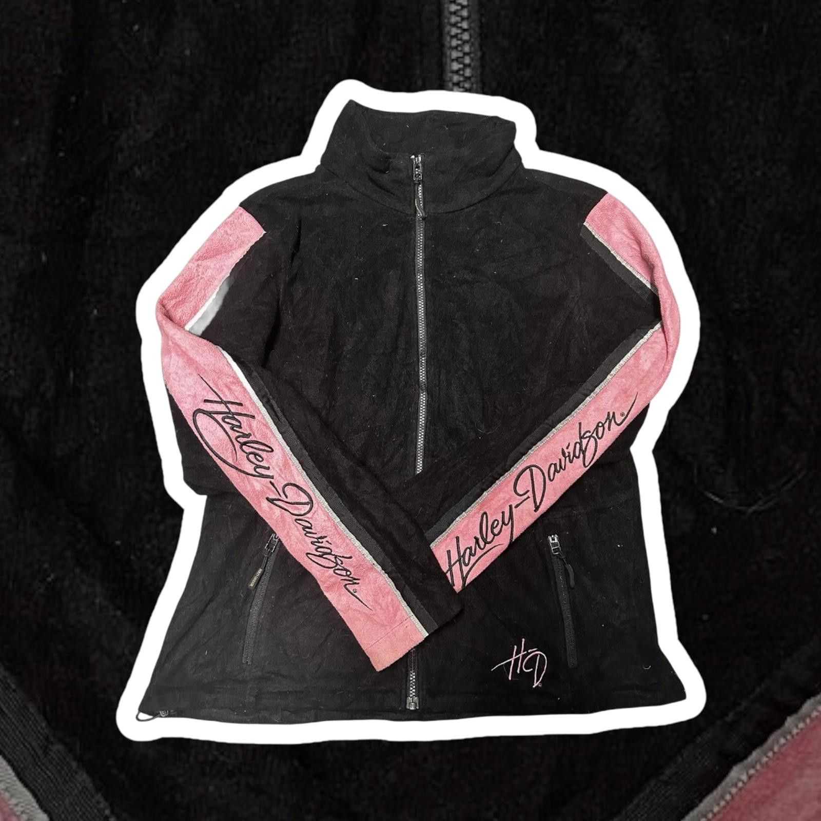 Harley Davidson Harley-Davidson Black and Pink Zip Jacket Size XL / US 12-14 / IT 48-50 - 1 Thumbnail