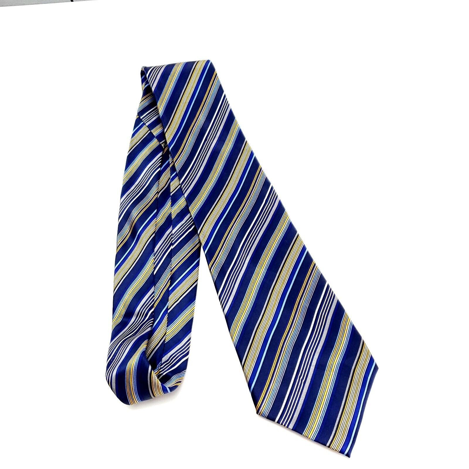 Van Heusen Van Heusen Silk Tie Striped Print Blue Wide Size ONE SIZE - 6 Thumbnail