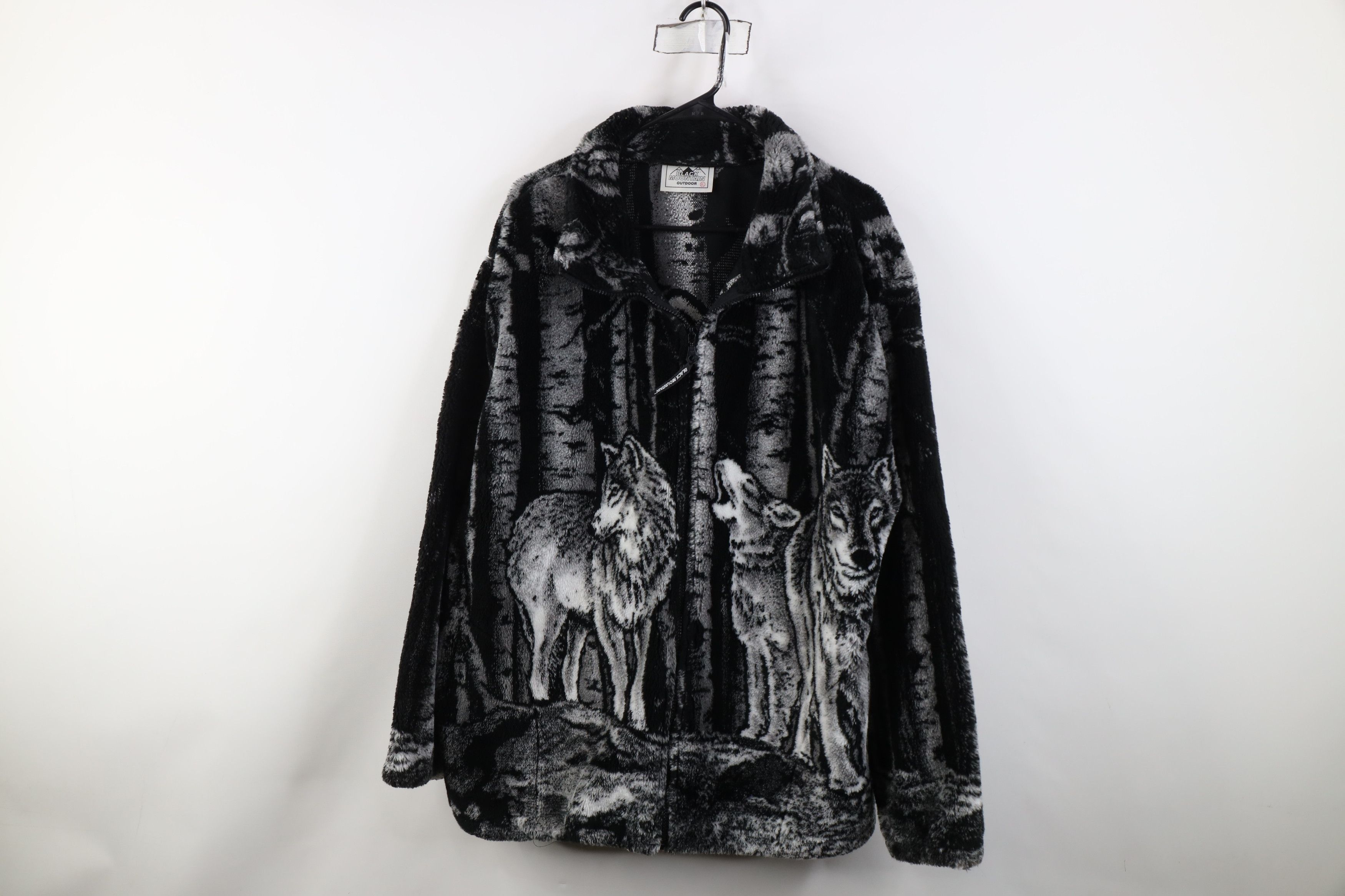 Vintage 90s Streetwear Over Print Full Zip Fleece Jacket USA