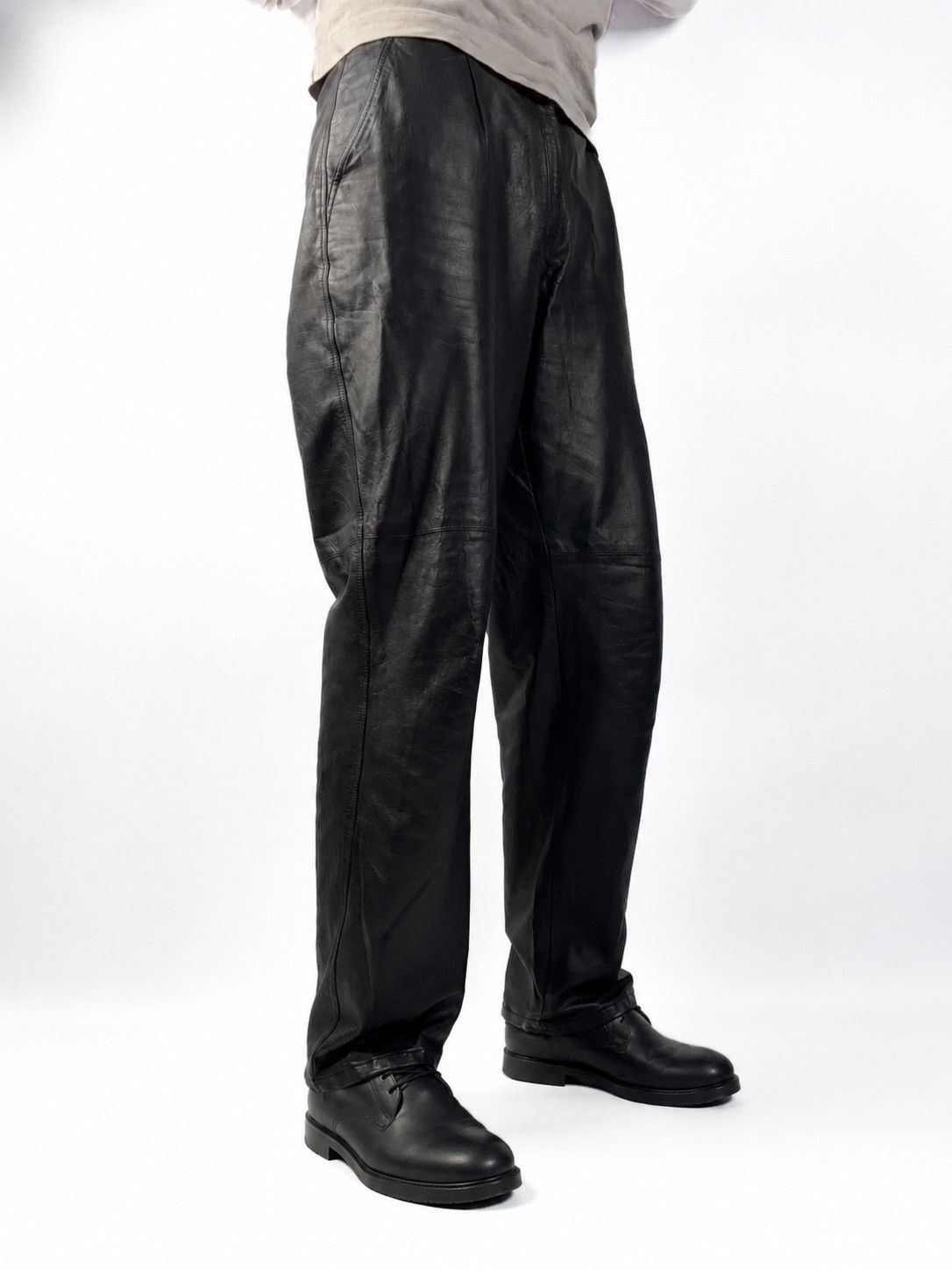 Leather Vintage Leonardo Vera Pelle Italy Leather Pants Relaxed Fit Size US 34 / EU 50 - 4 Thumbnail