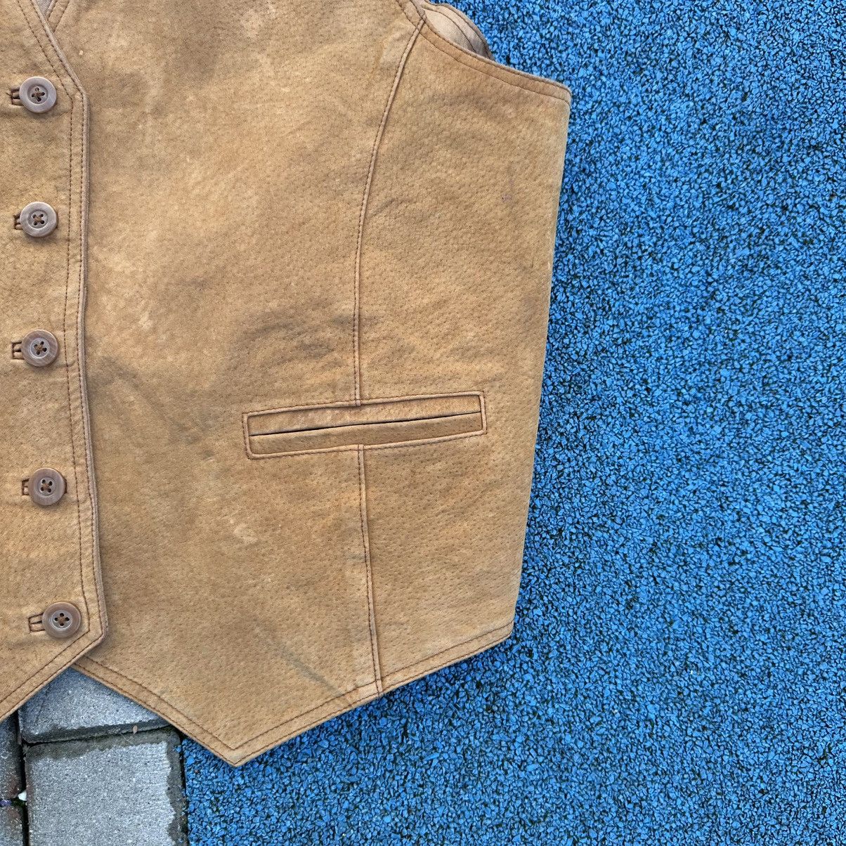 Japanese Brand × Leather Vintage Frontier Leather Vest Old Money Y2K 00s USA Size US L / EU 52-54 / 3 - 4 Thumbnail
