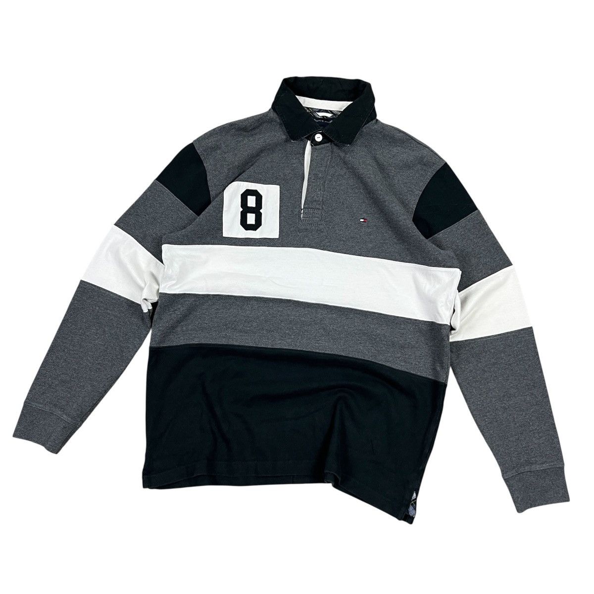 Tommy Hilfiger Tommy Hilfiger Men's Rugby Shirt Long Sleeve Grey Black Sz L Size US L / EU 52-54 / 3 - 1 Thumbnail