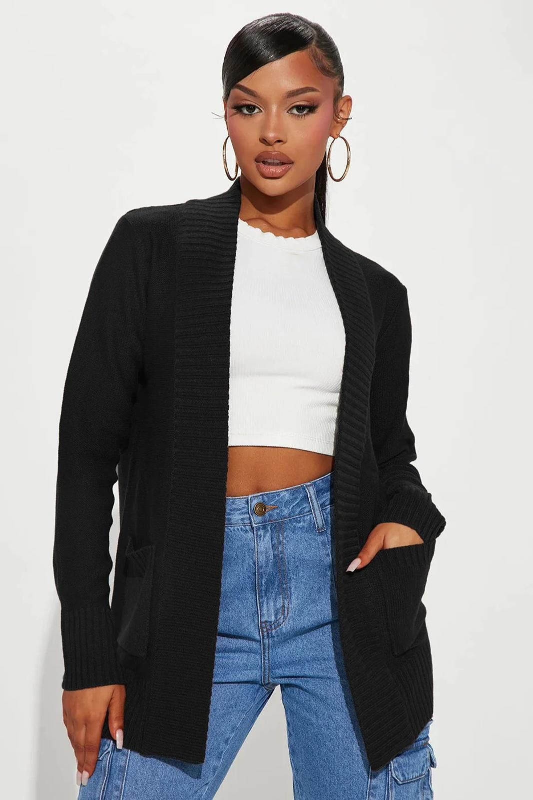 Fashion Nova Moments After Cardigan - Black Size M / US 6-8 / IT 42-44 - 1 Thumbnail