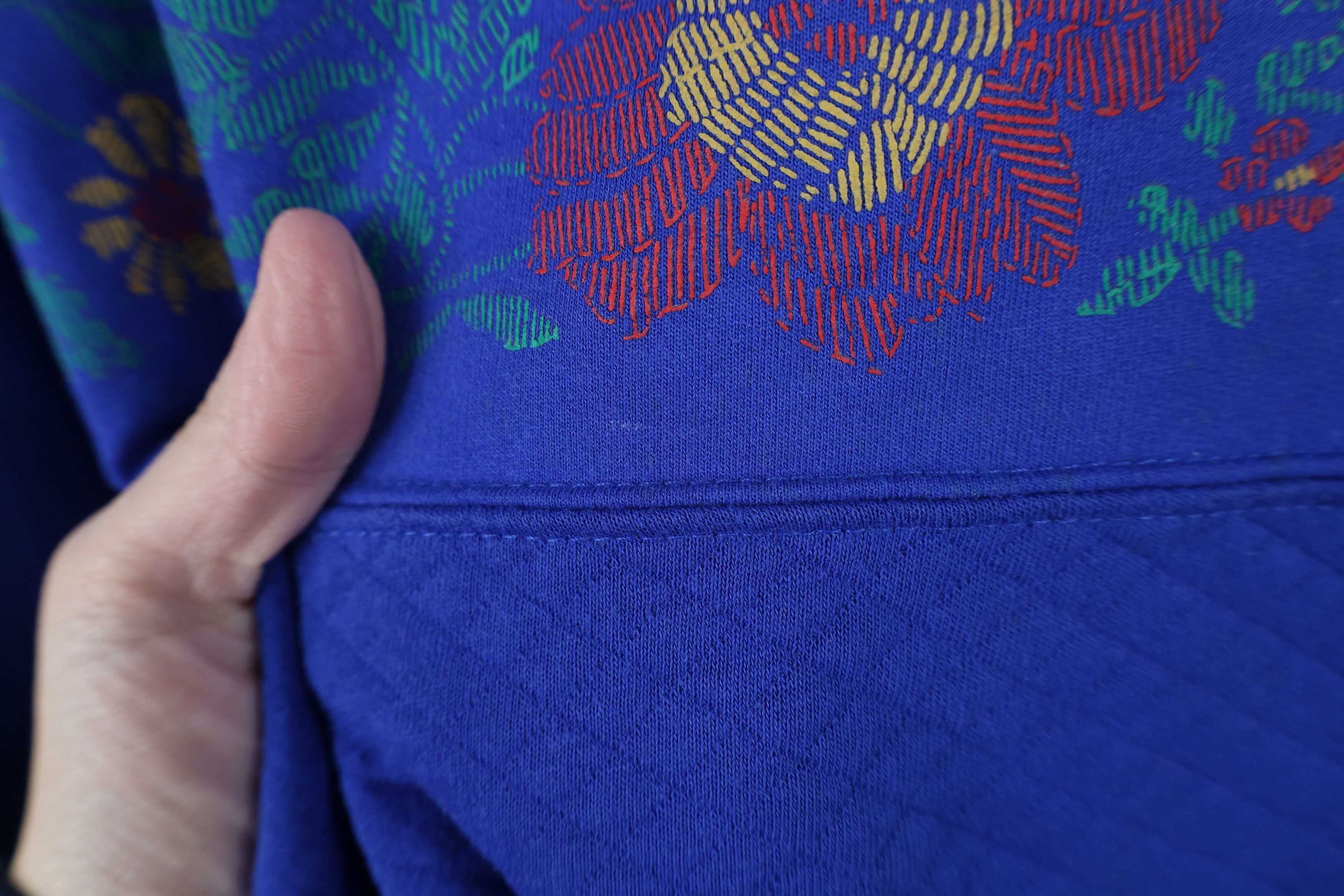 Vintage Vintage 90s Streetwear Lightweight Flower Sweatshirt Blue Size L / US 10 / IT 46 - 4 Thumbnail